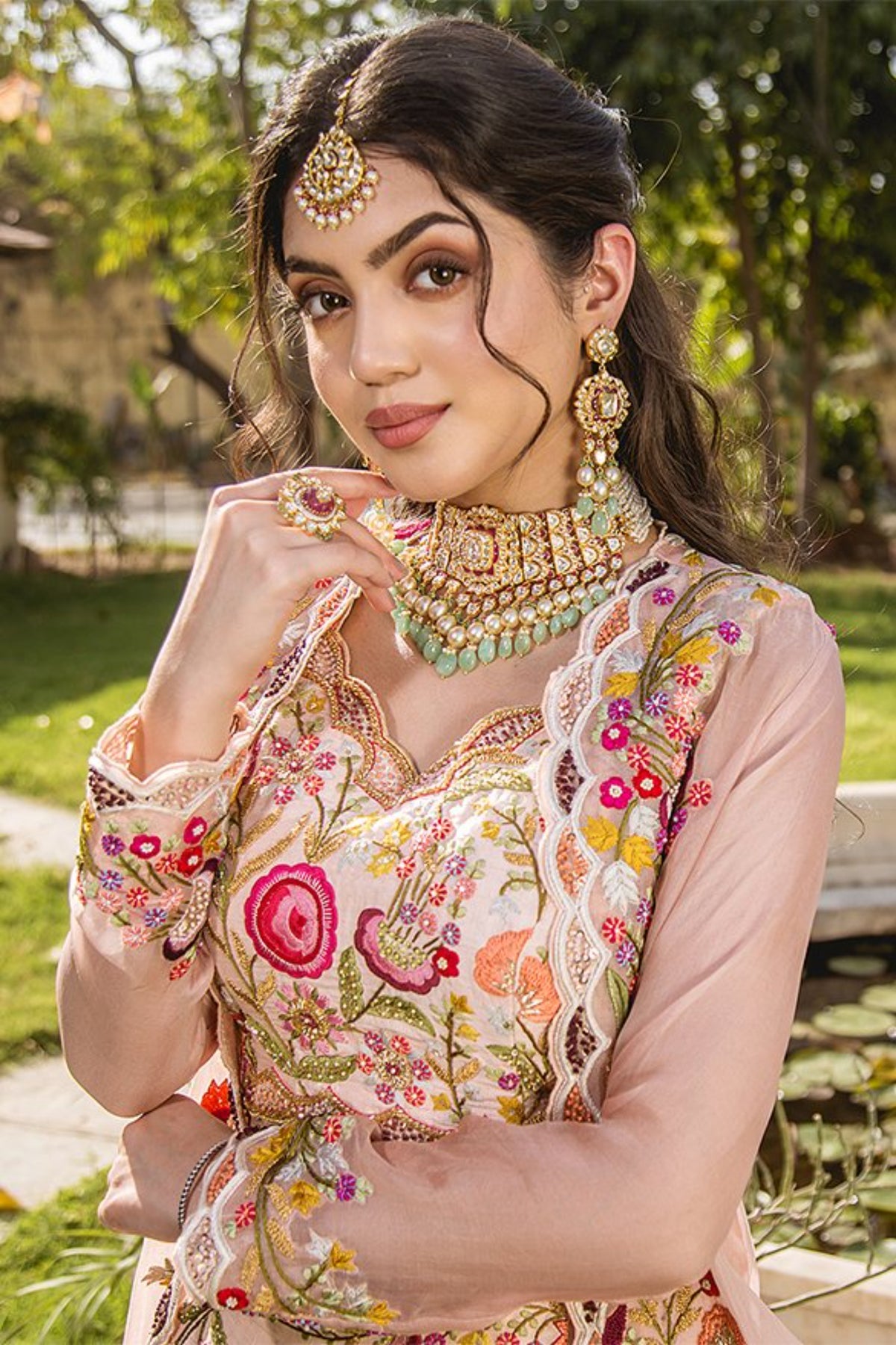 Soft Peach Raw Silk Lehenga Set