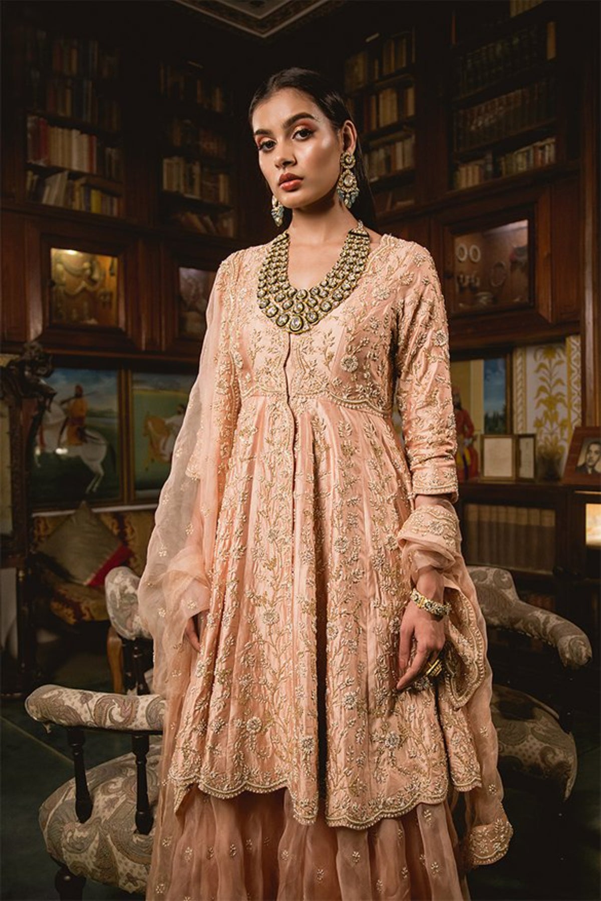 Peach Sharara Set