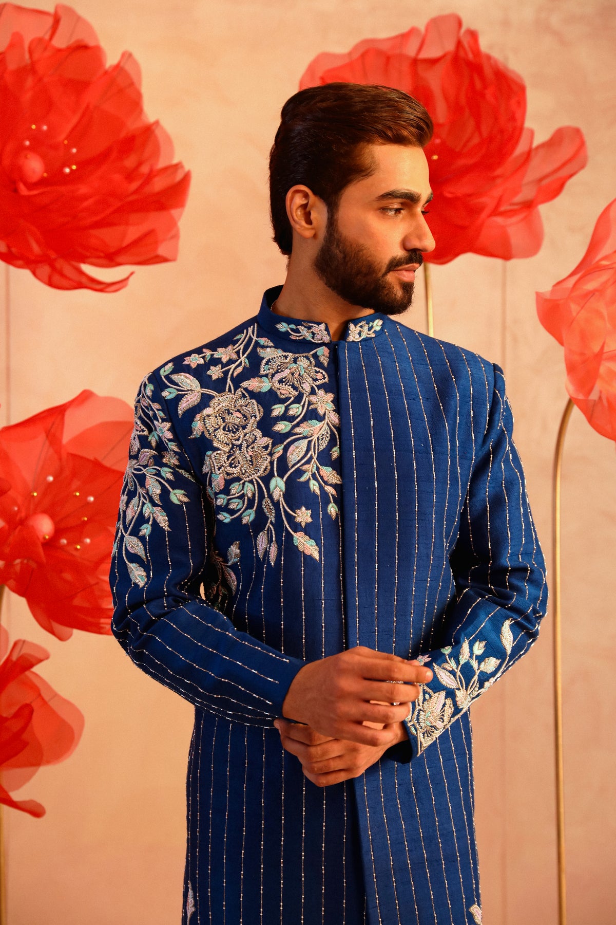 Royal blue men sherwani