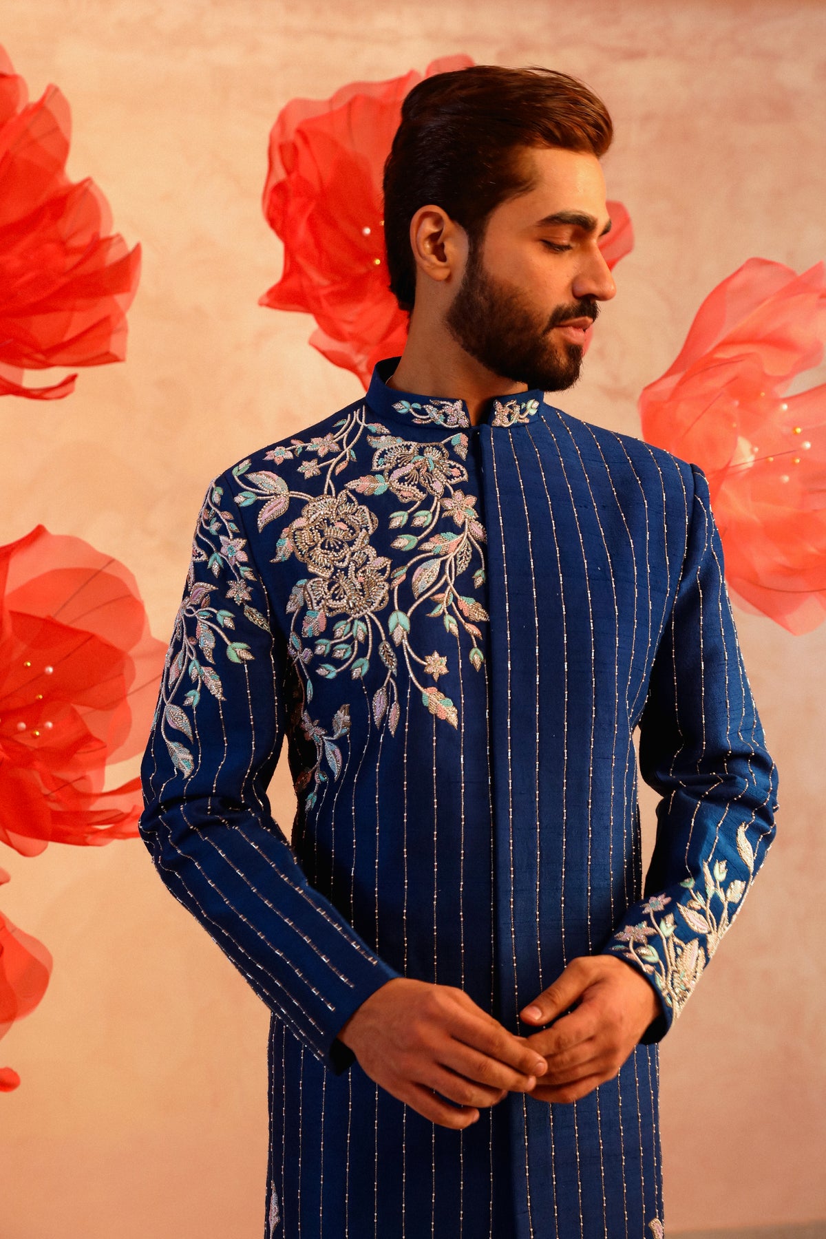 Royal blue men sherwani