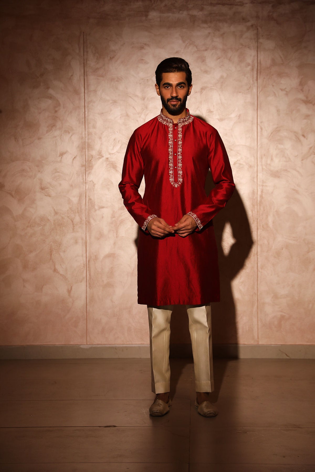 Maroon embroided kurta set