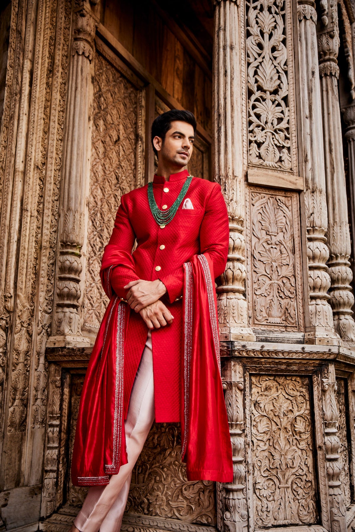 Scarlet Red Sherwani Set