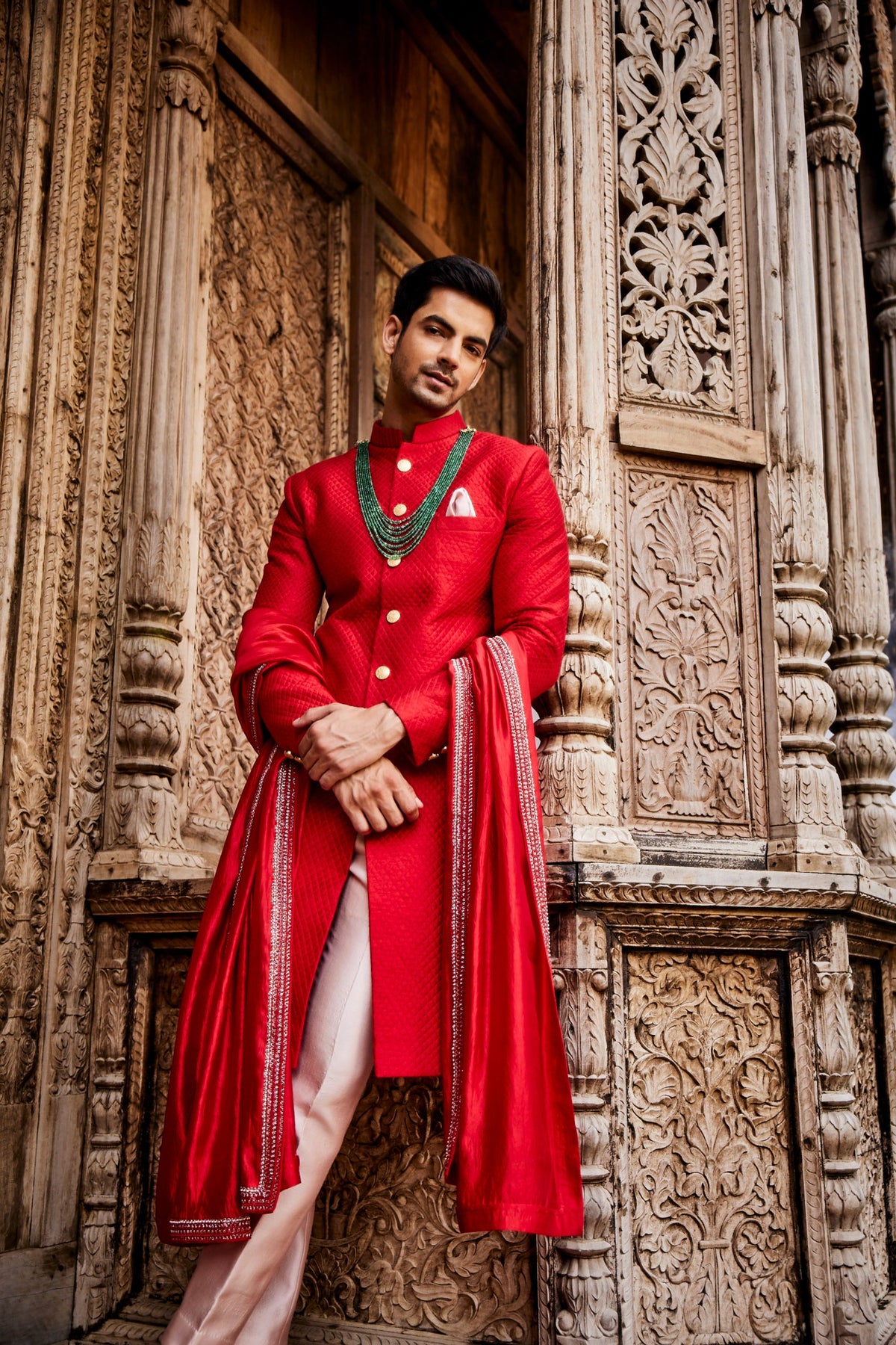 Scarlet Red Sherwani Set