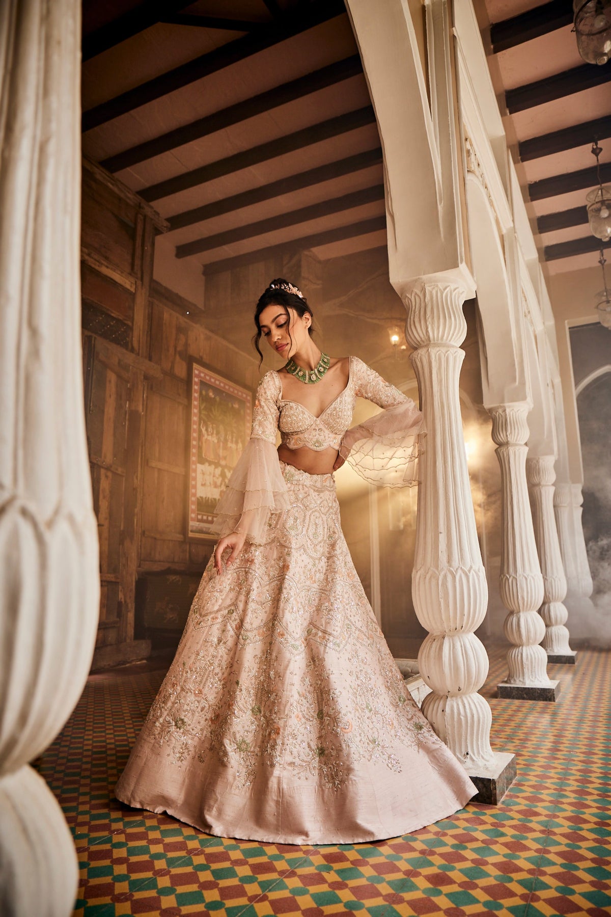 Nude Pink Lehenga Set