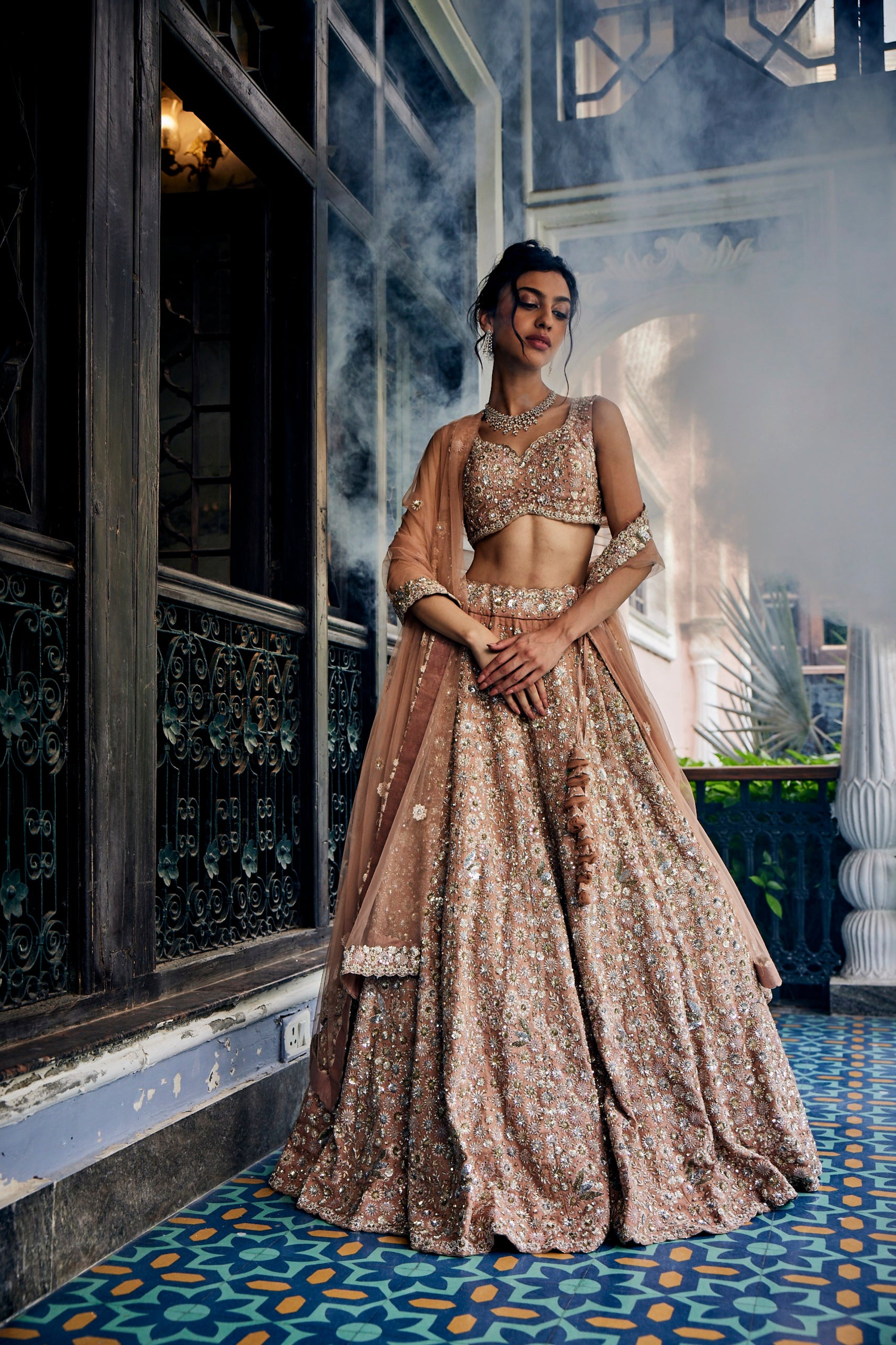 Buy Gold Lehenga Tissue Lining Viscose Dupatta Silk Bridal Set For Women by  Rahul Mishra Online at Aza Fashions.