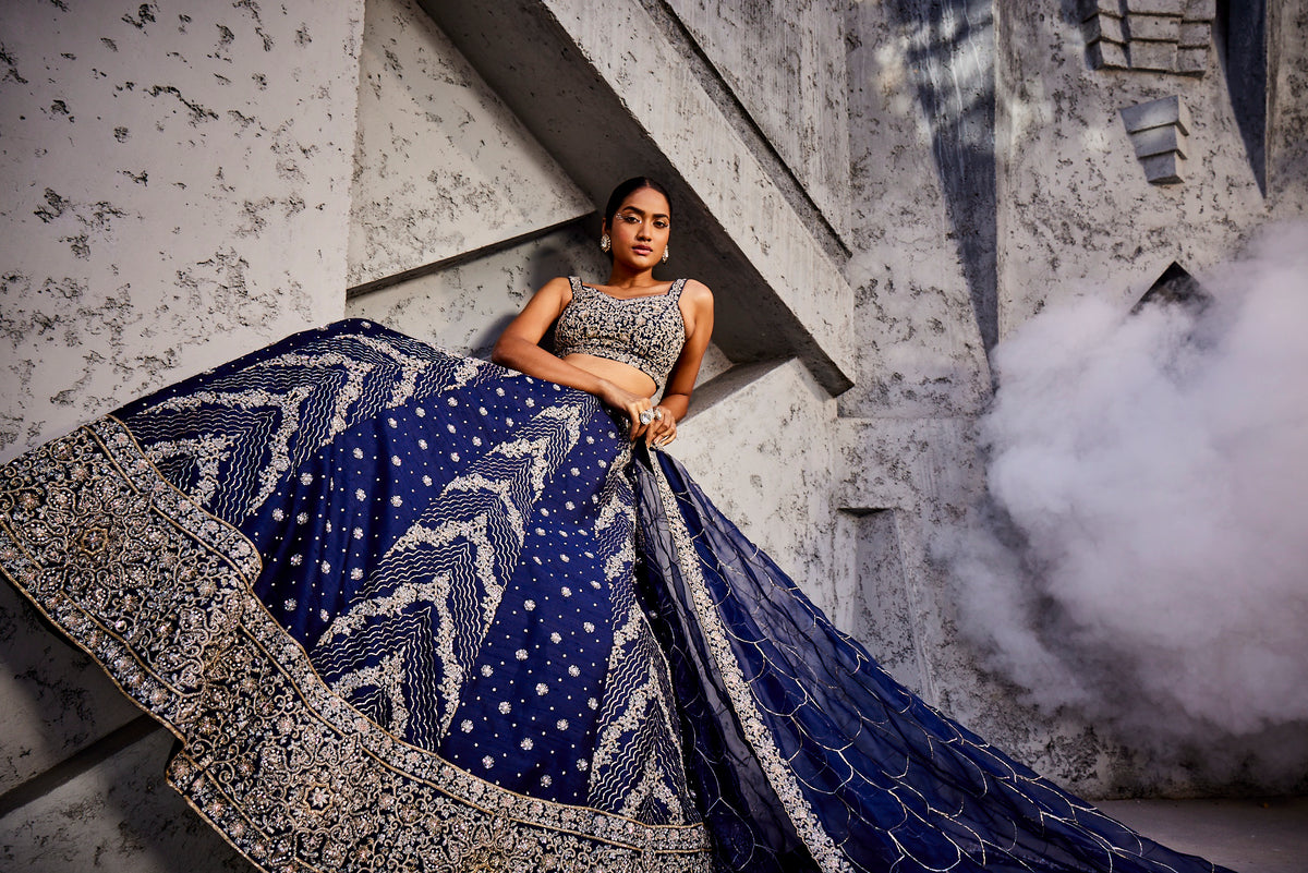 Navy Blue Alternate Kali Lehenga