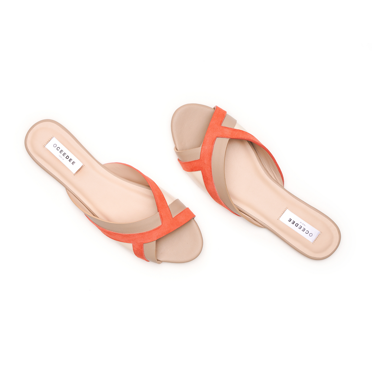 Peach &amp; Ivory Open Toe Flats