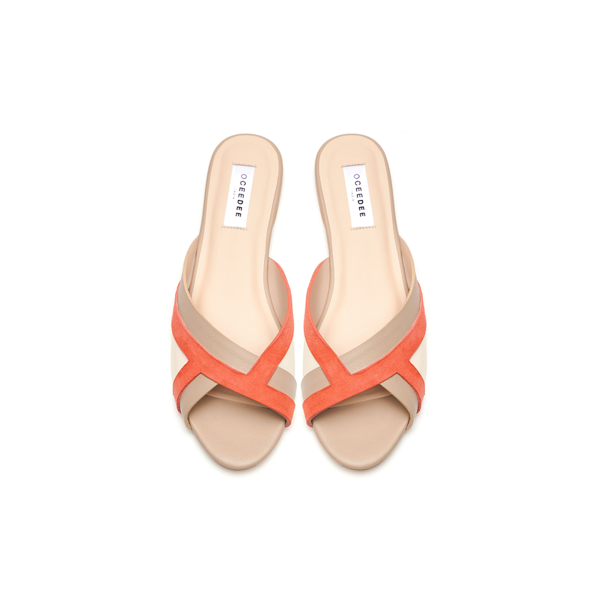 Peach &amp; Ivory Open Toe Flats