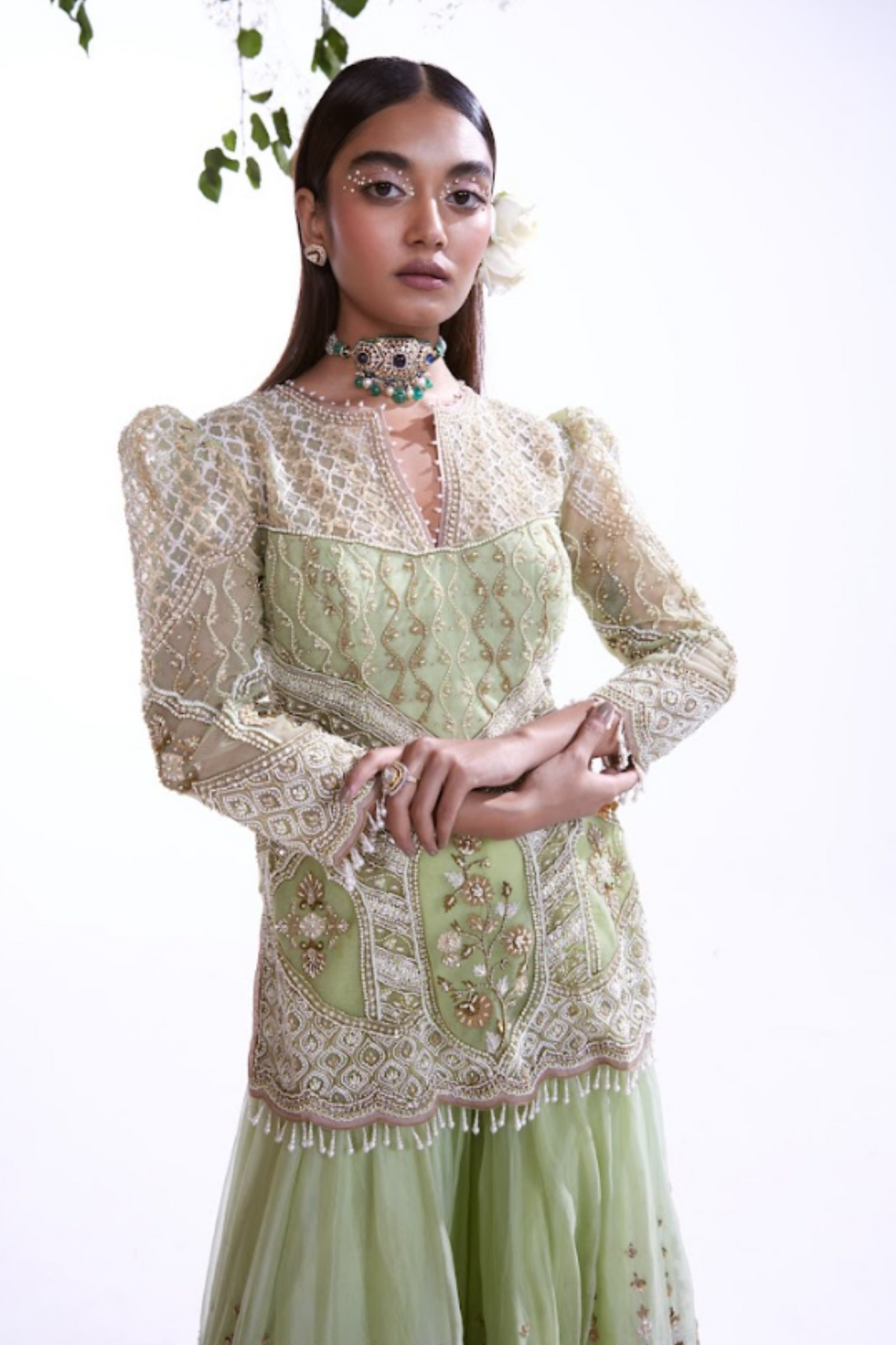 Green Sharara Set