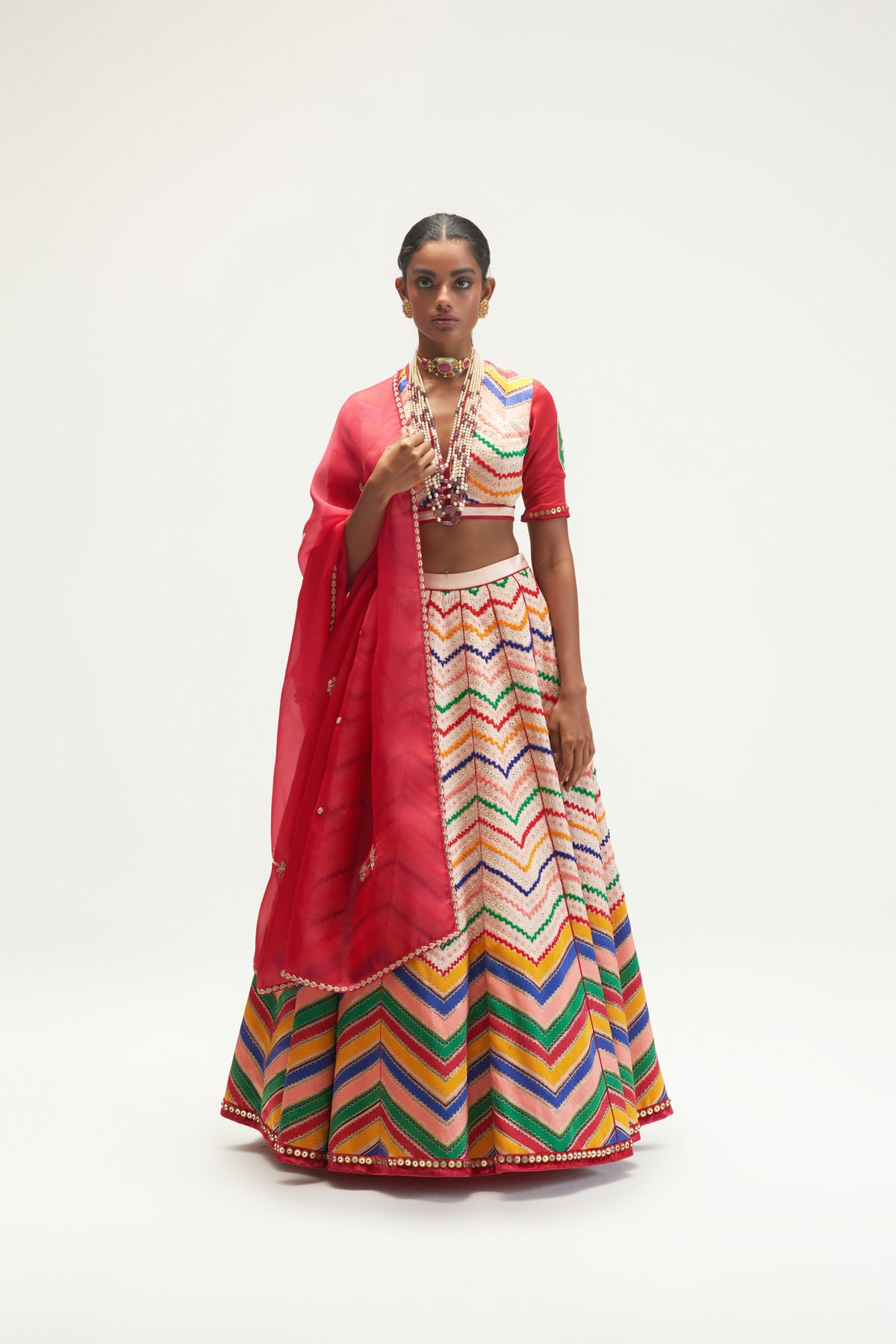 Amer Stripe Lehenga Set