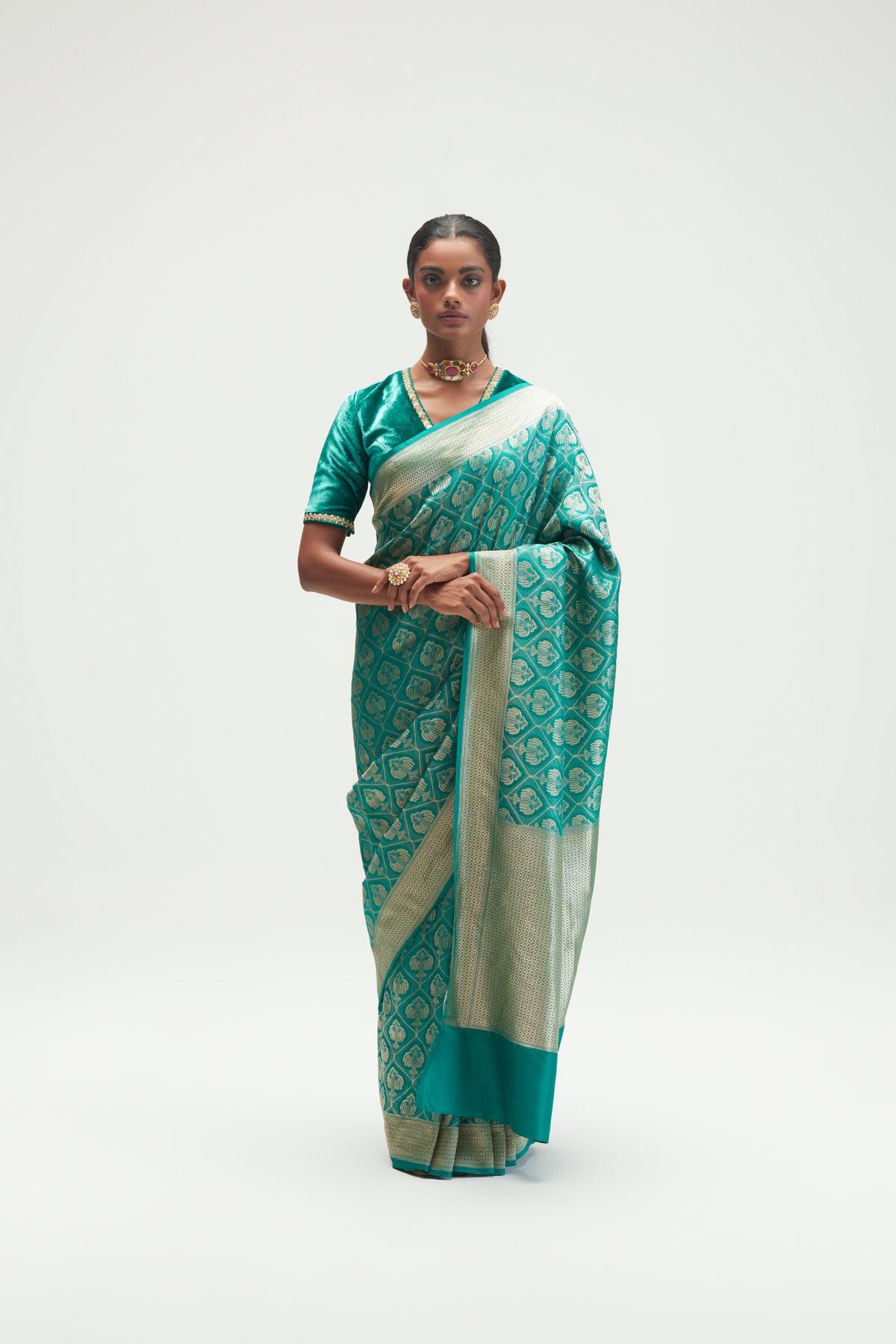 Sumer Teal Sapphire Saree