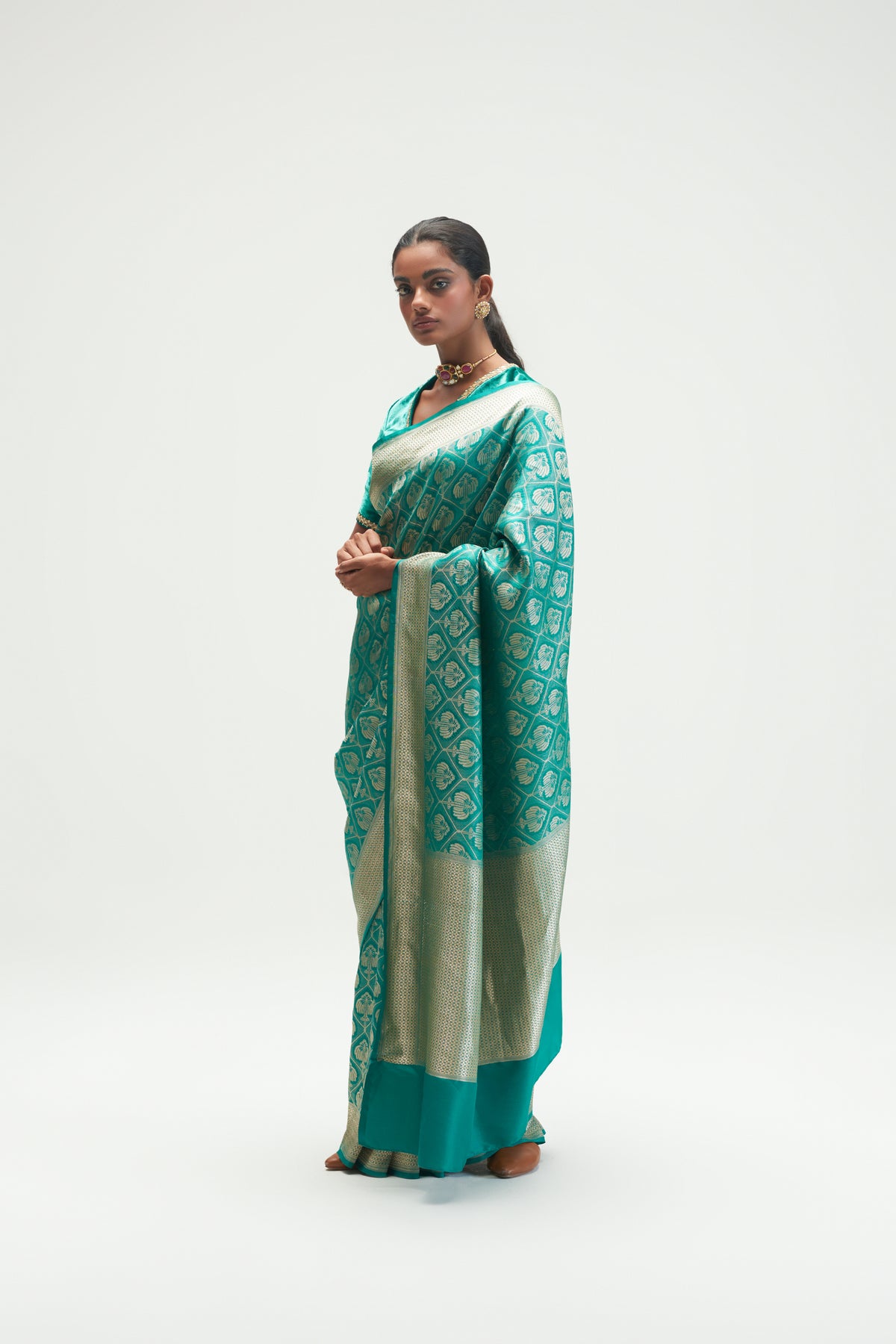 Sumer Teal Sapphire Saree