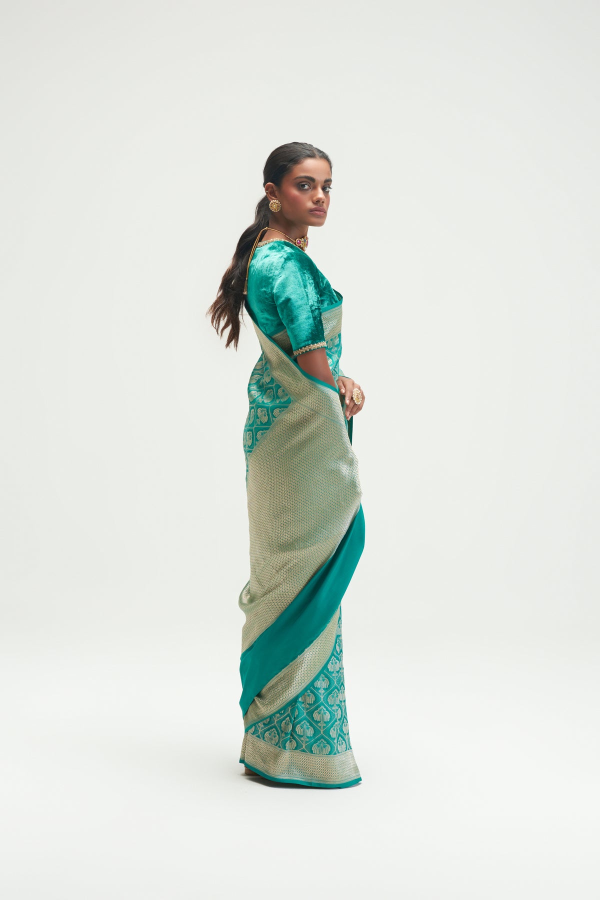 Sumer Teal Sapphire Saree