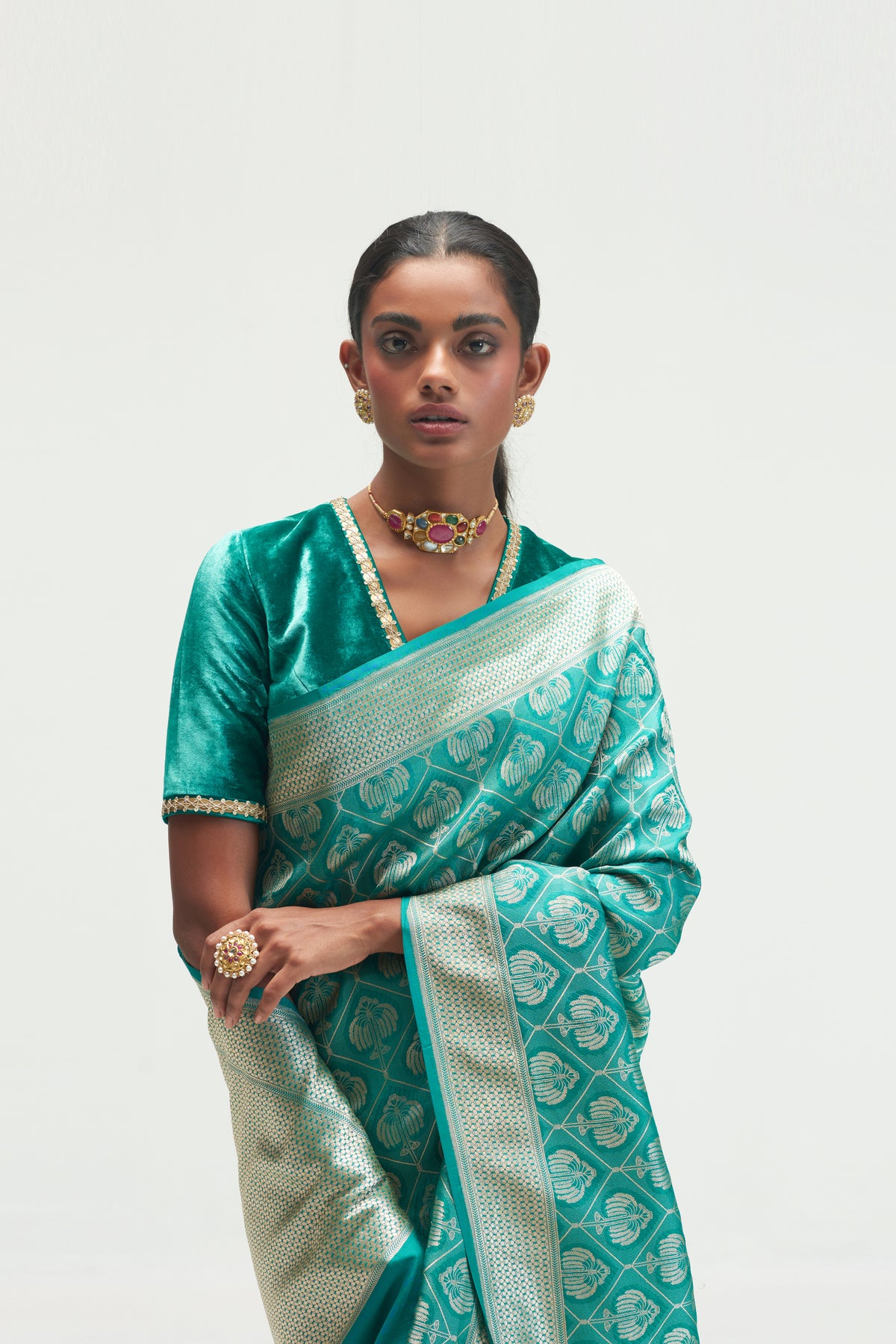 Sumer Teal Sapphire Saree