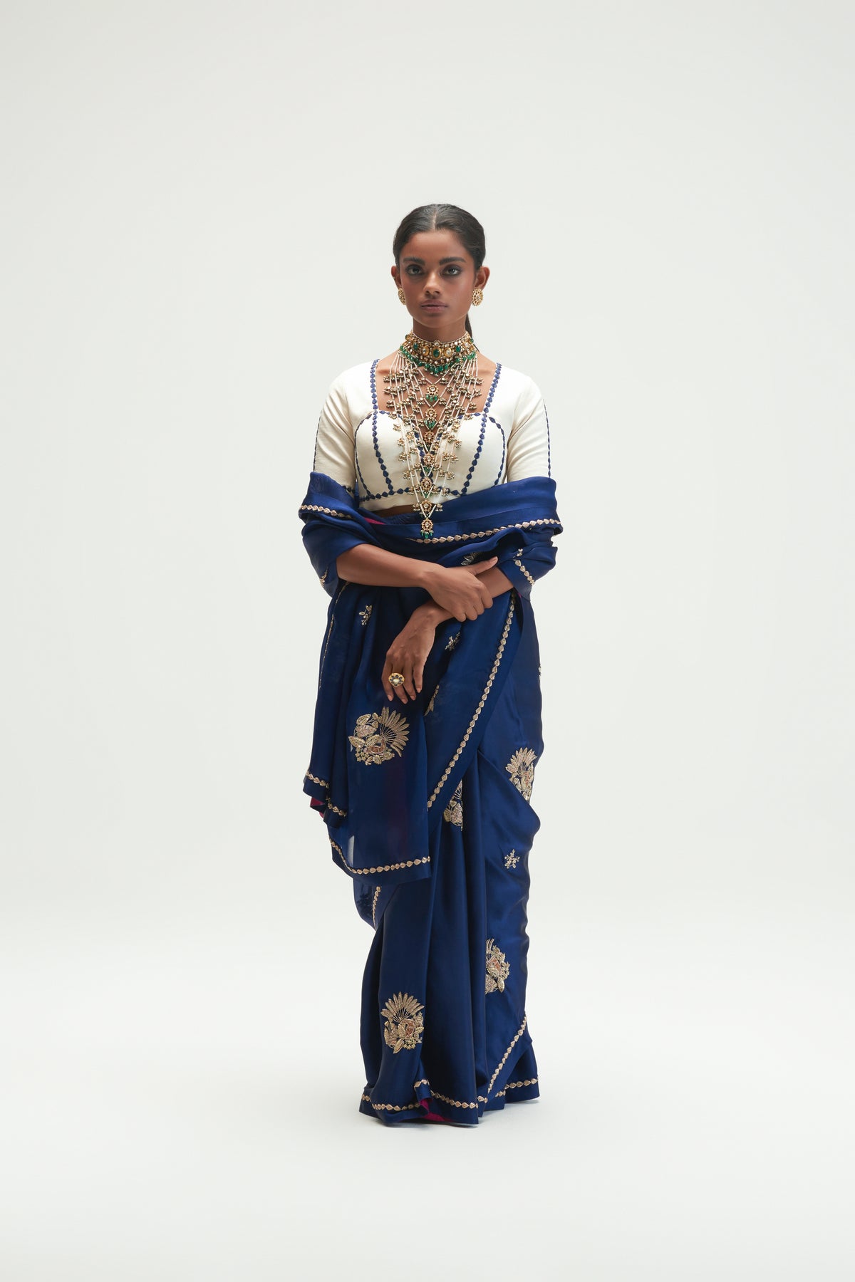 Saigon Embroidered Sapphire Saree