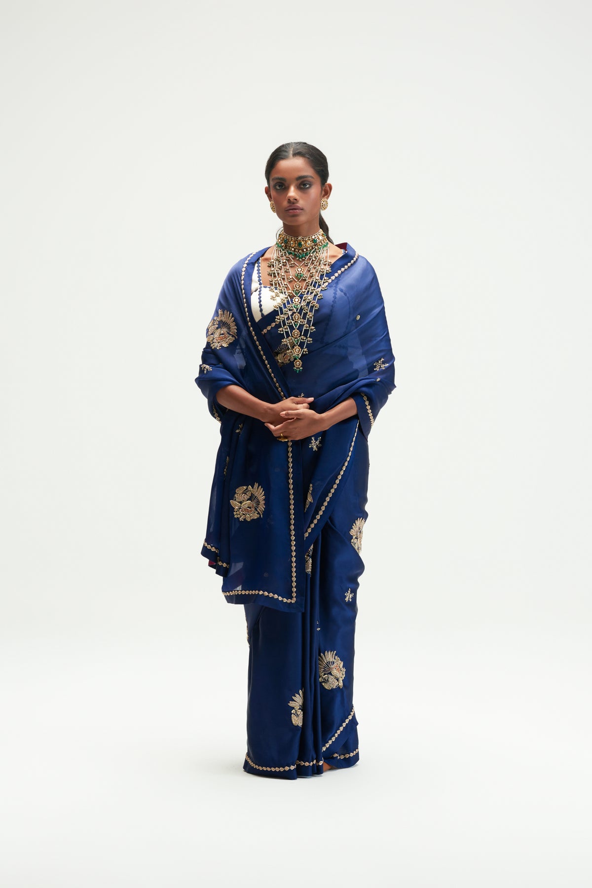 Saigon Embroidered Sapphire Saree