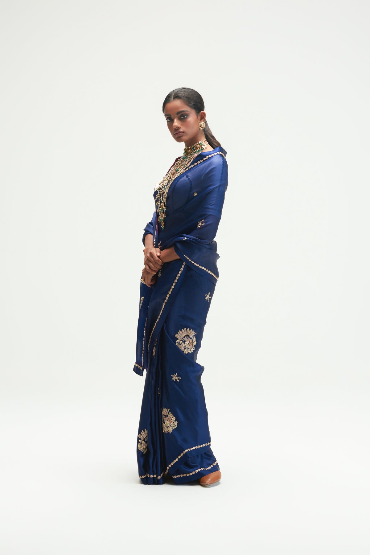 Saigon Embroidered Sapphire Saree