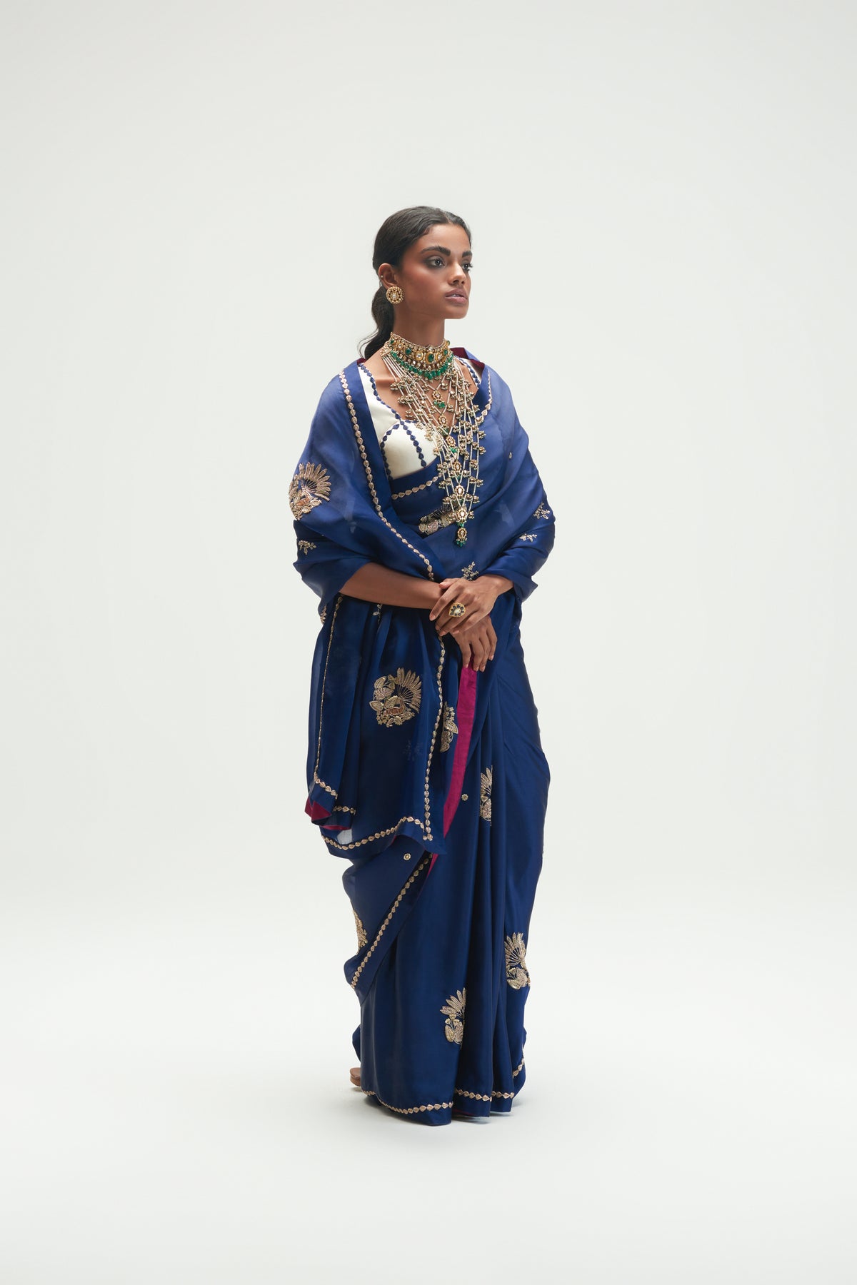 Saigon Embroidered Sapphire Saree