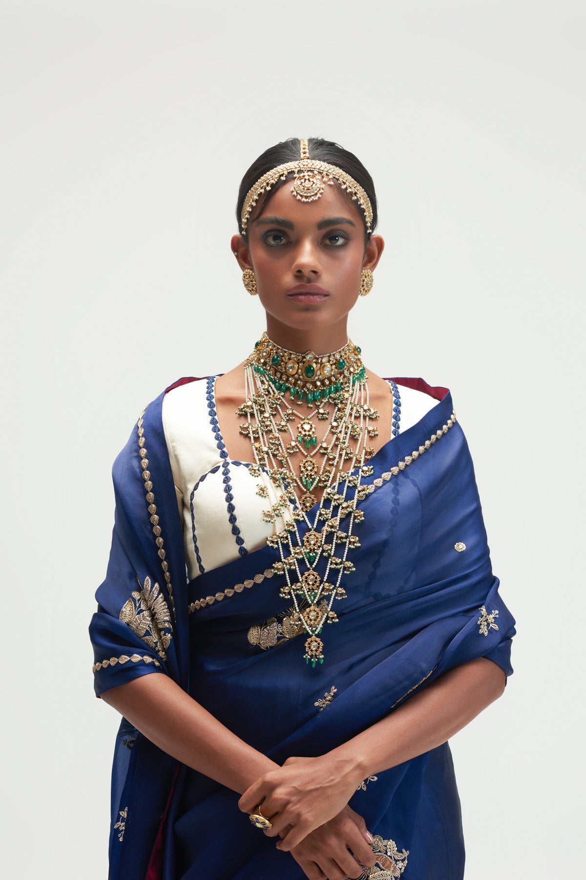 Saigon Embroidered Sapphire Saree