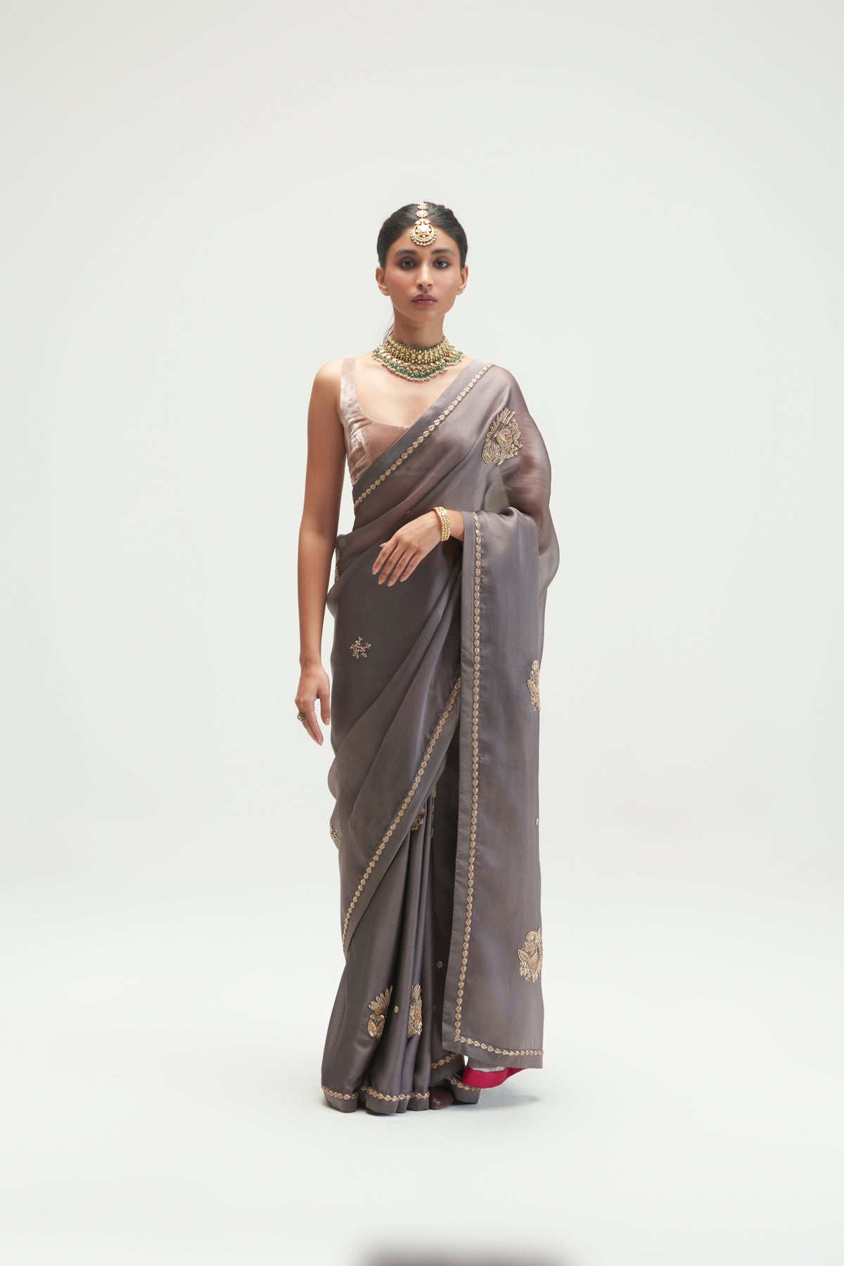 Saigon Embroidered Shadow Grey Saree