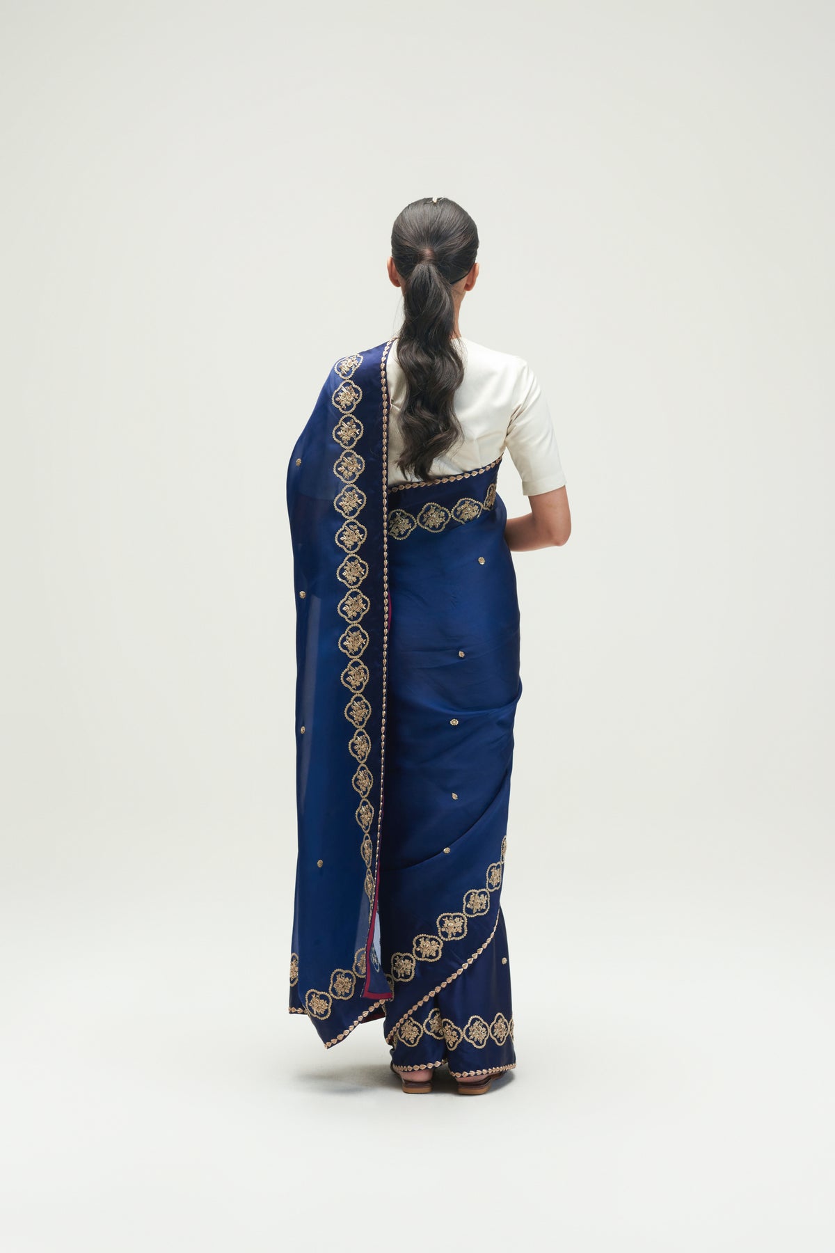 Shiraz Embroidered Sapphire Saree