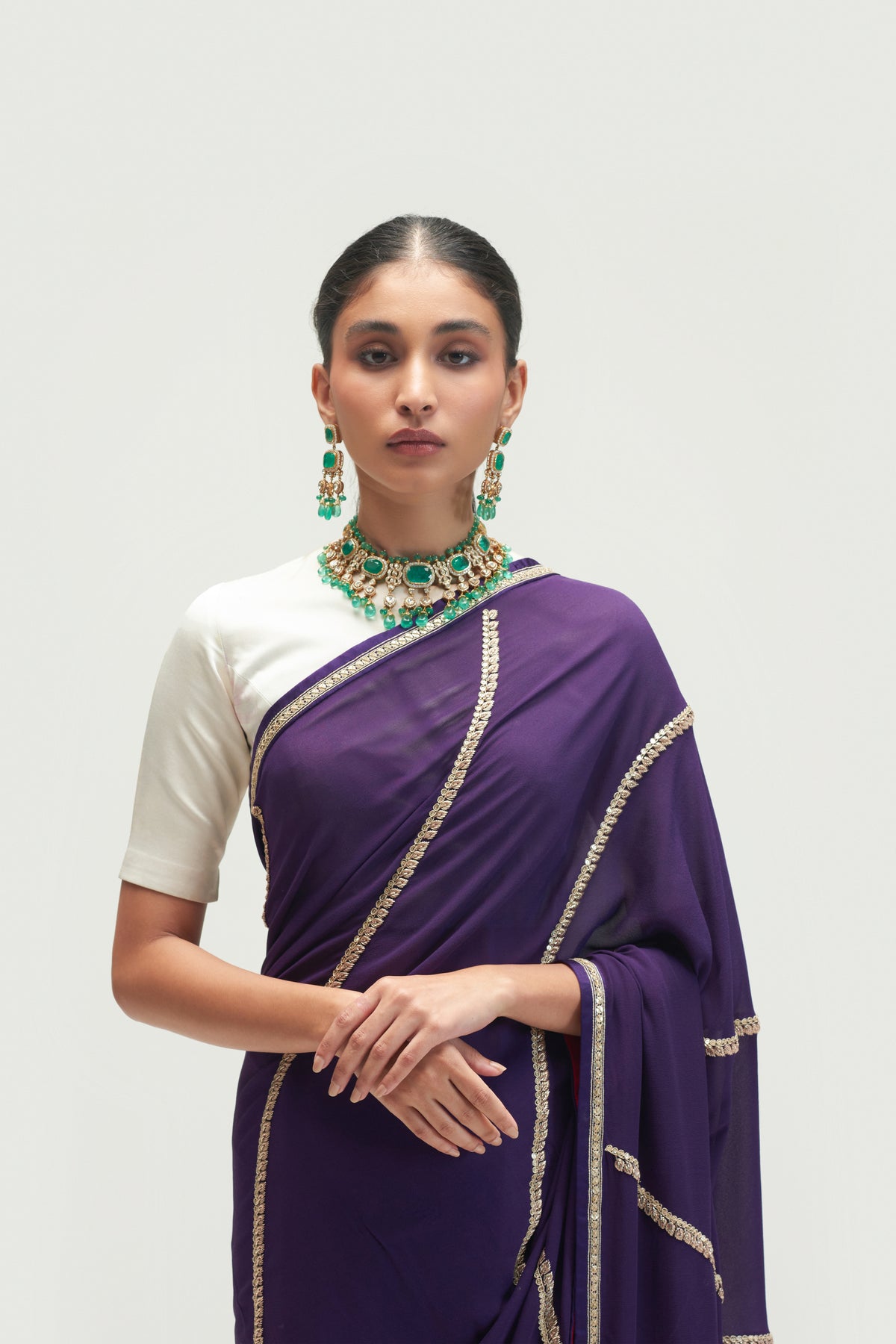 Adhiya Aubergine Saree