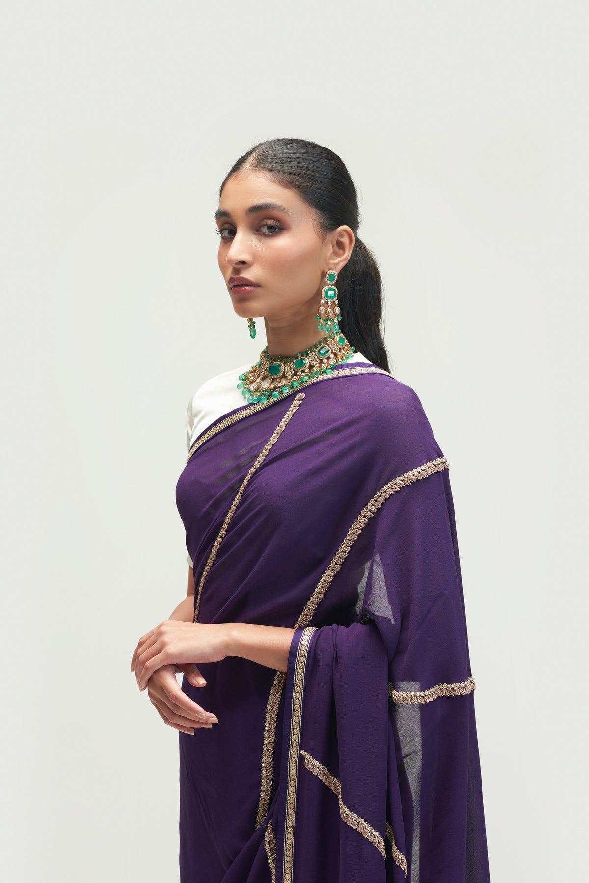 Adhiya Aubergine Saree