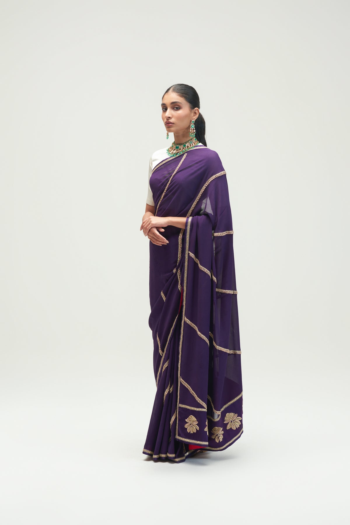 Adhiya Aubergine Saree