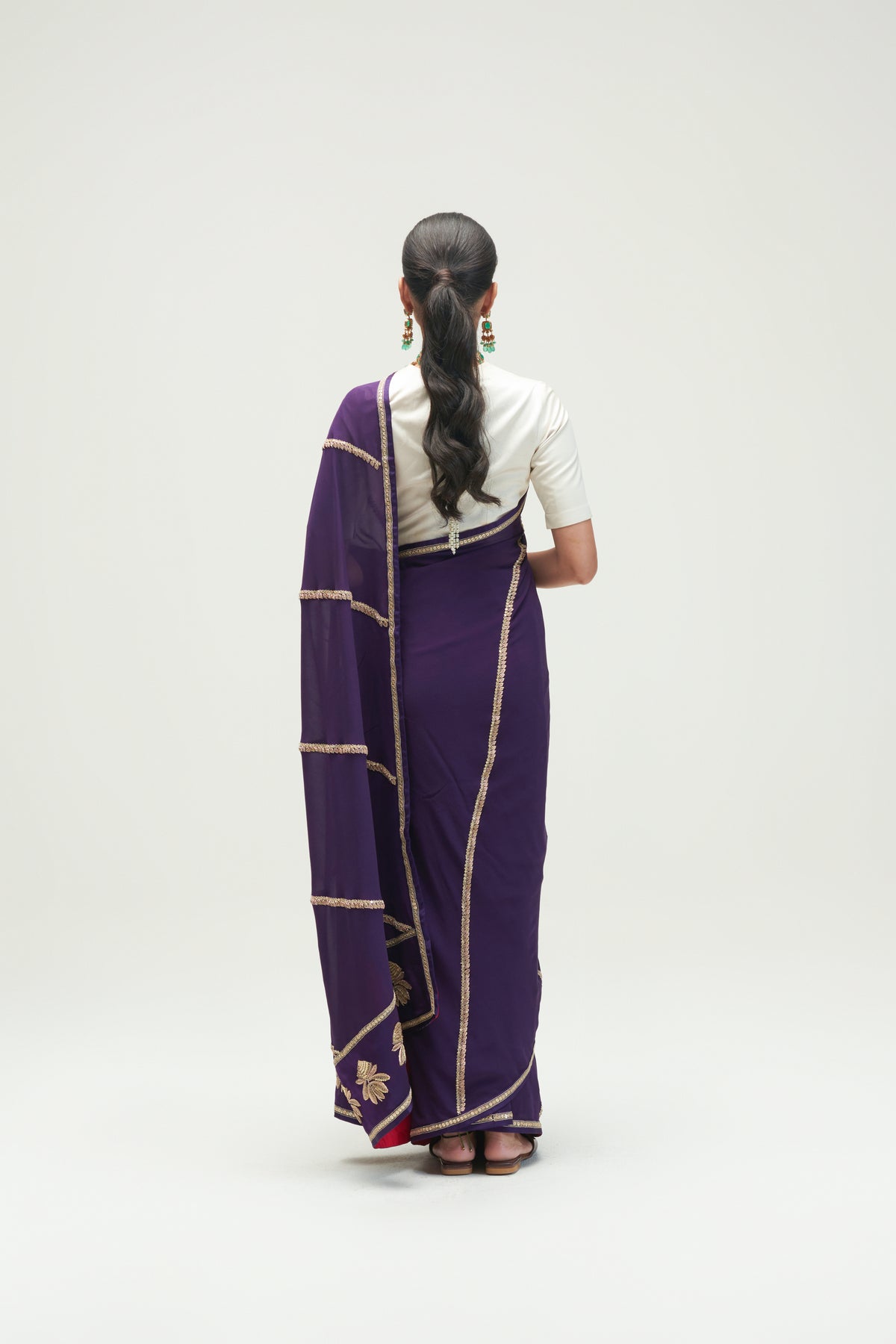 Adhiya Aubergine Saree