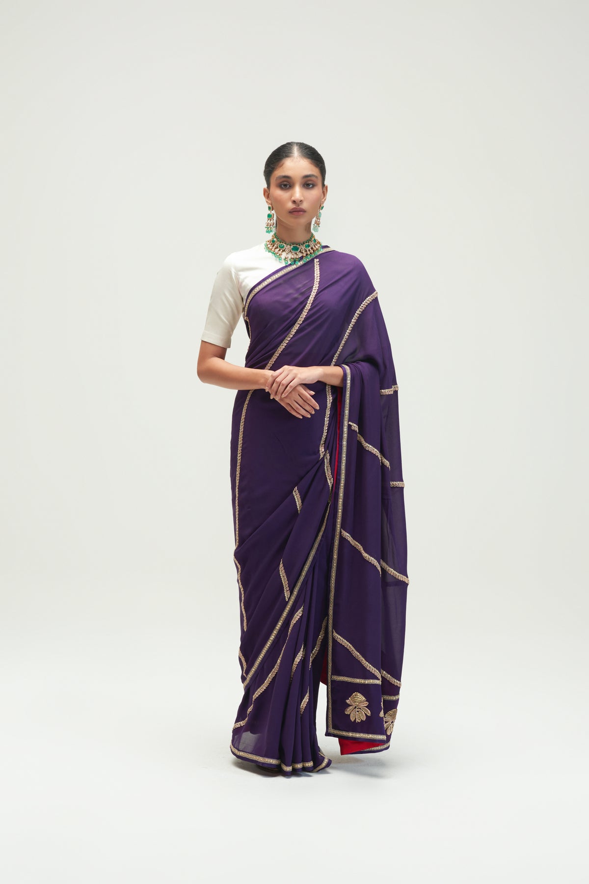 Adhiya Aubergine Saree