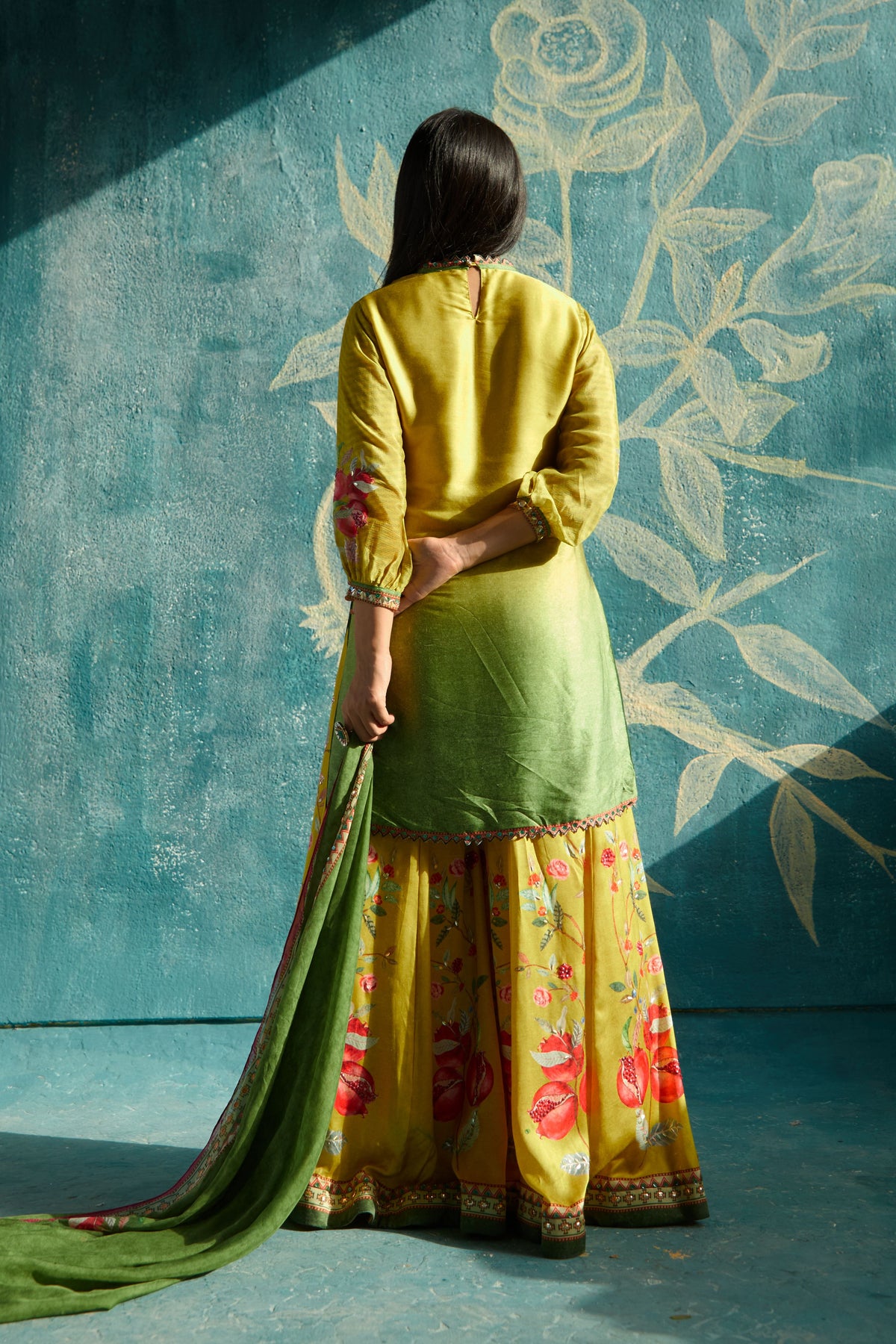 Yellow printed sharara set