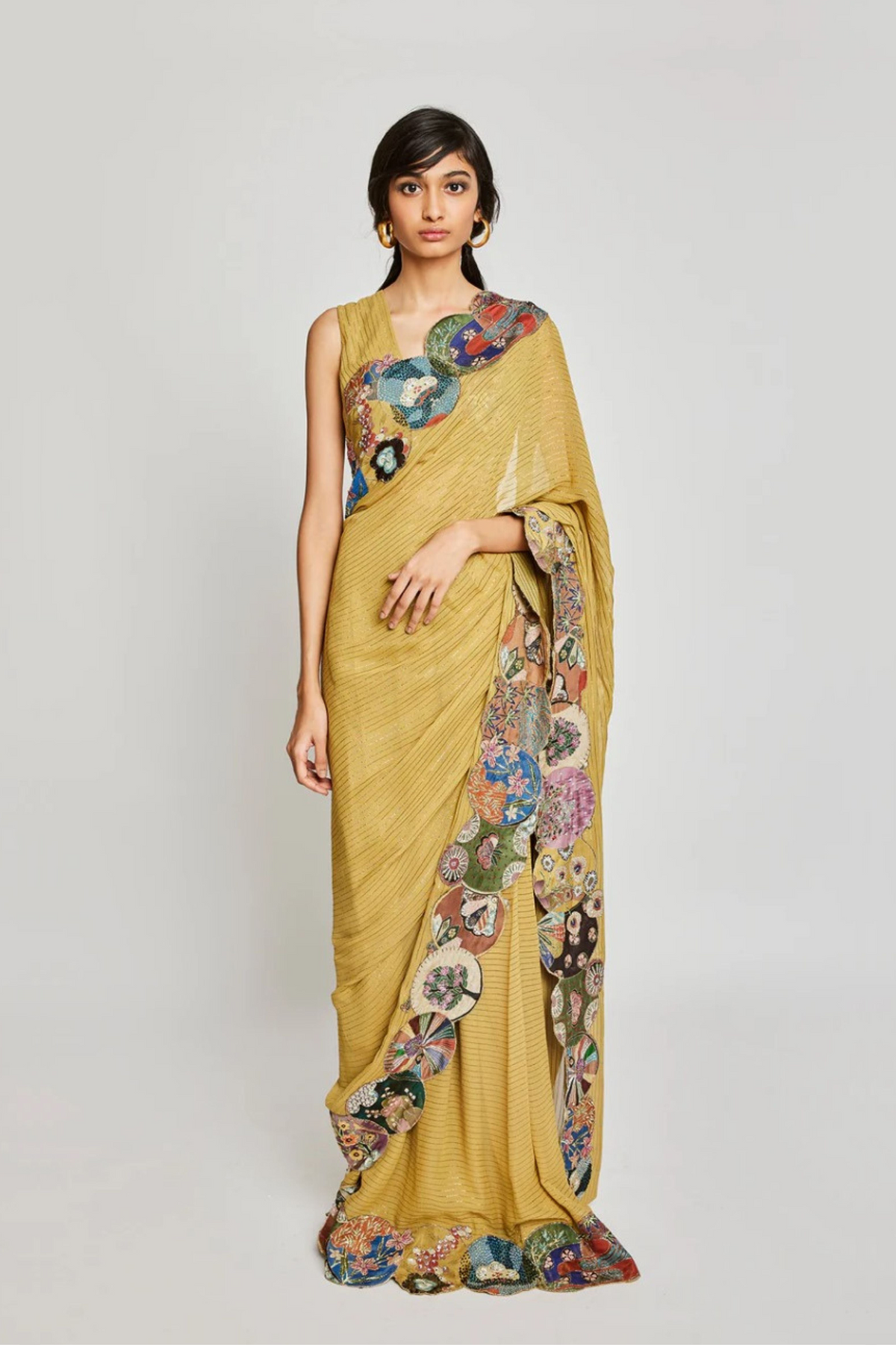 Mustard Serra Saree