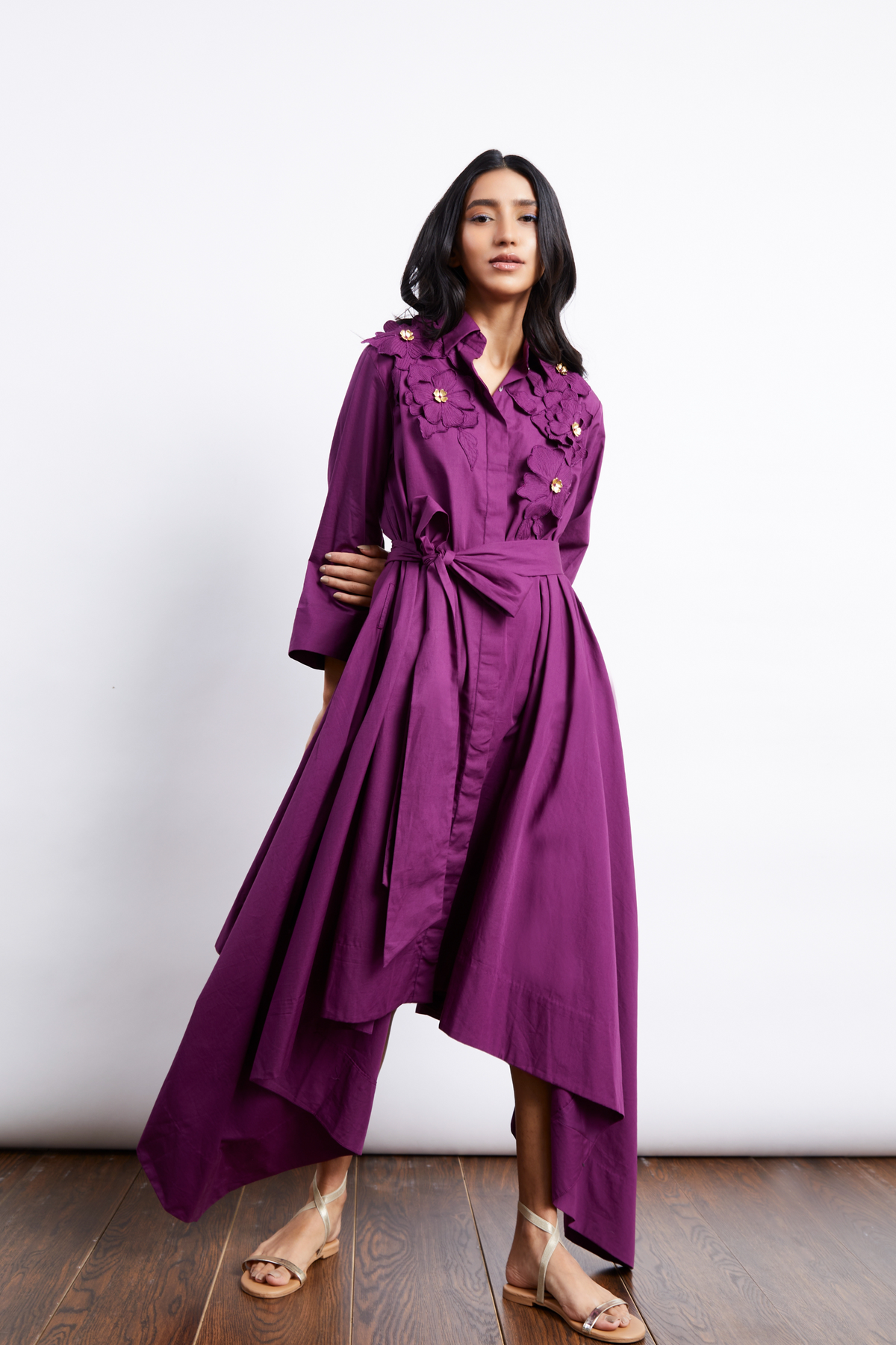 Magenta summer cape dress