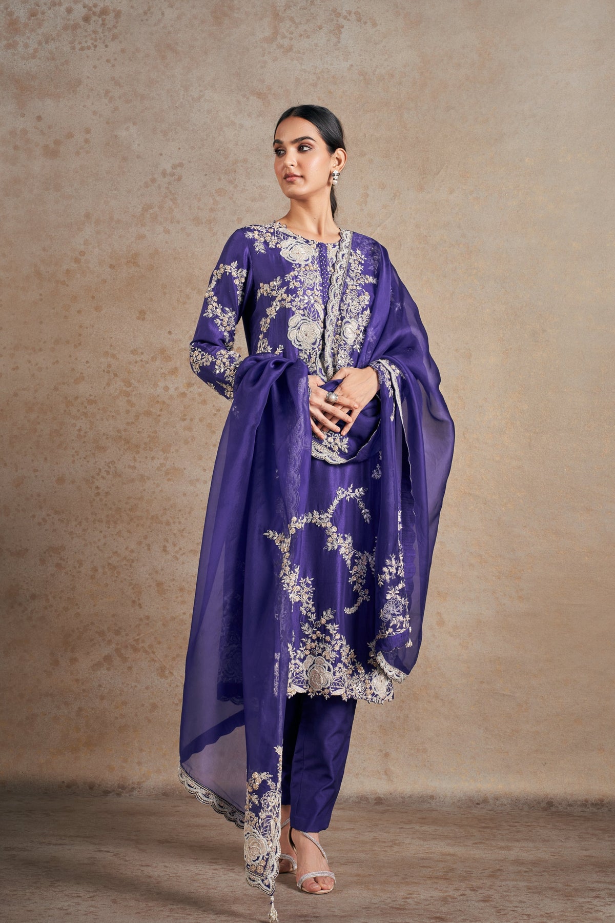 Classic Purple Dori Kurta Set.