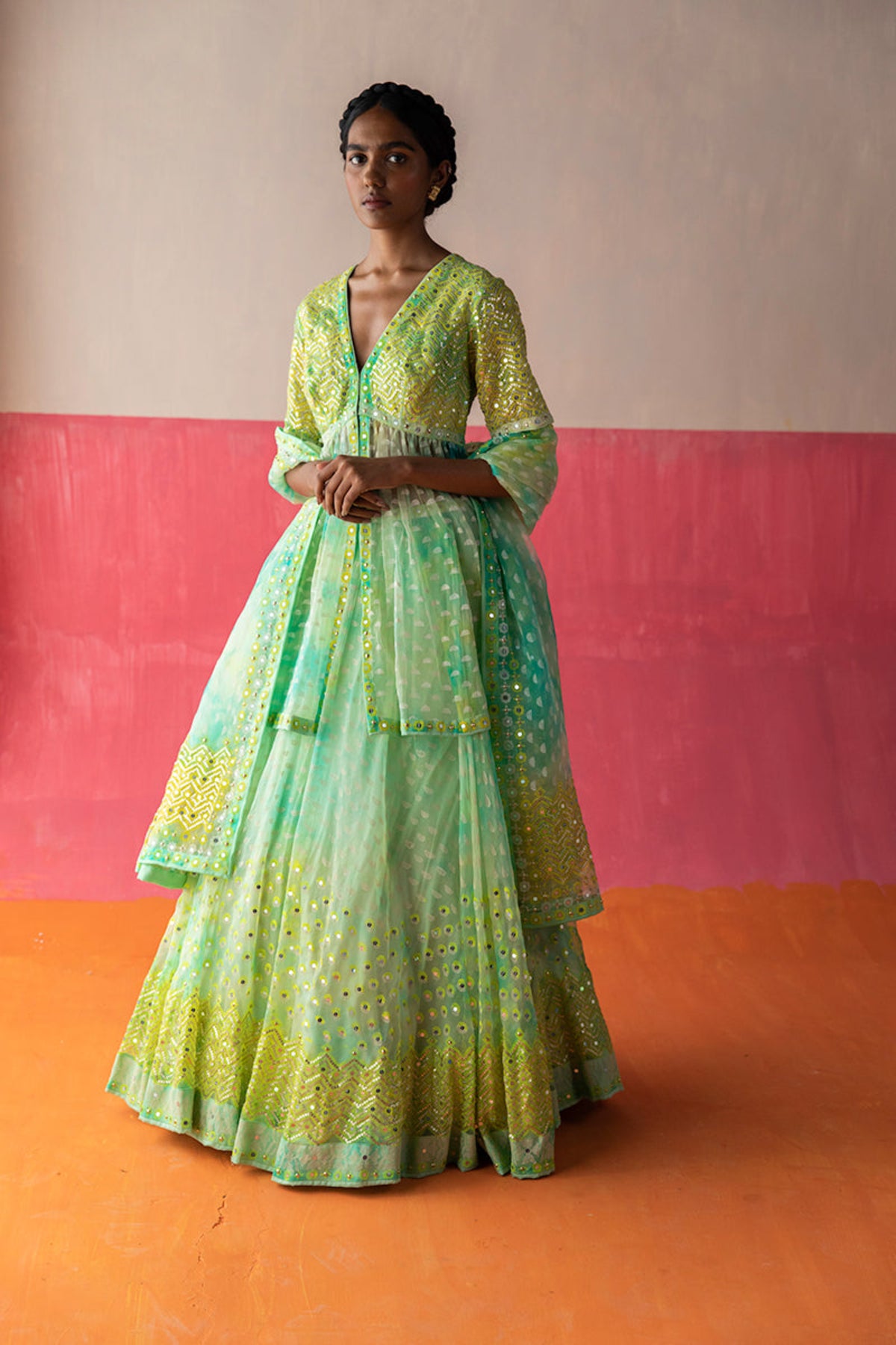 Shaded Stella Kurta Lehenga Set