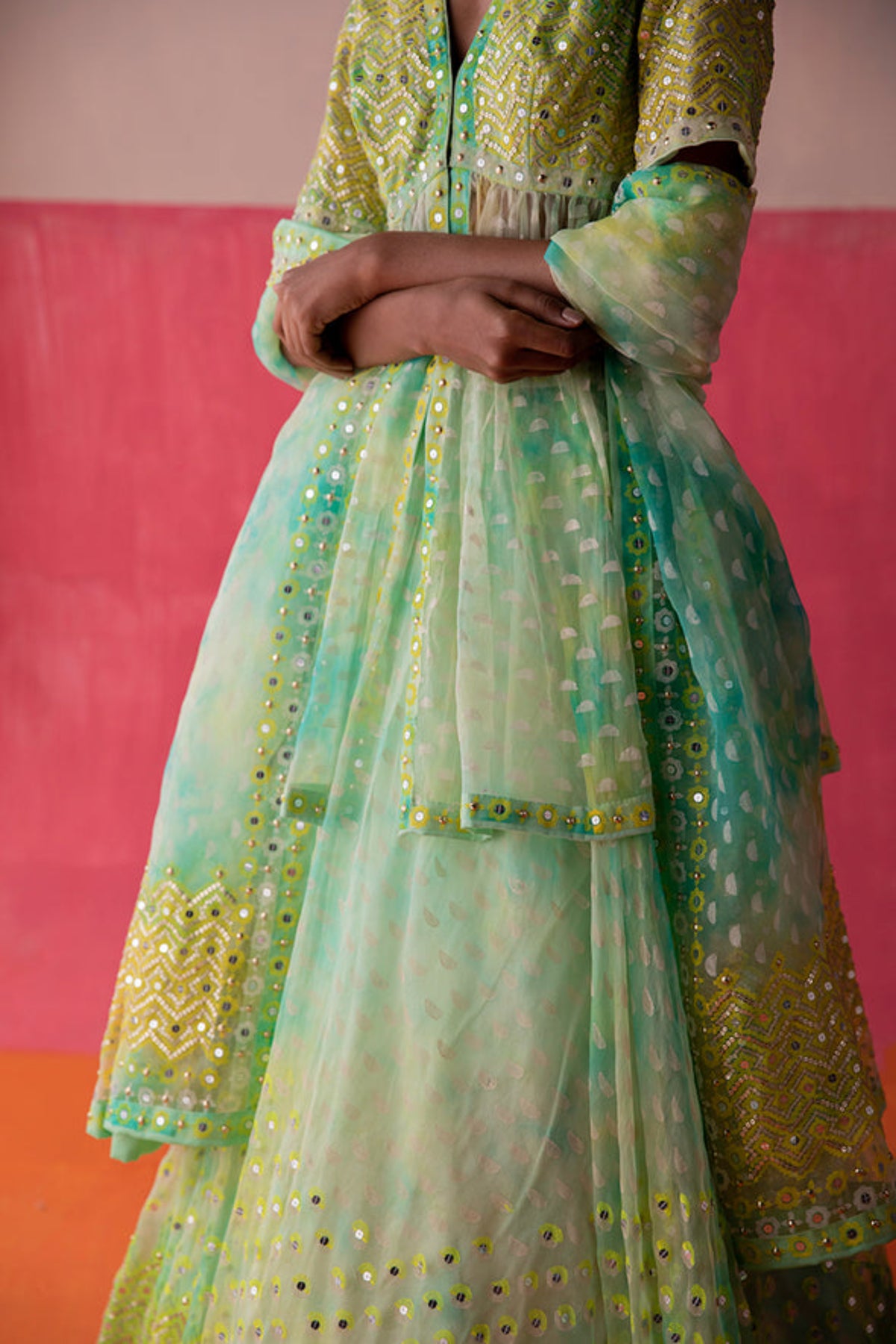 Shaded Stella Kurta Lehenga Set