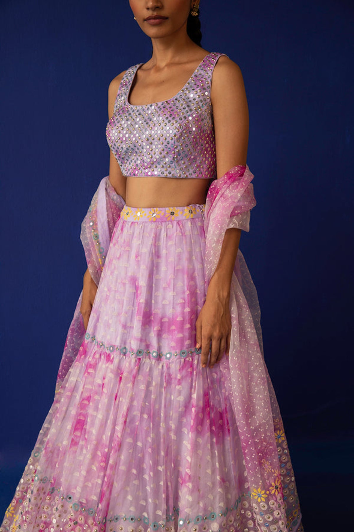 Rheya Hip Tiered Lehenga Blouse Set