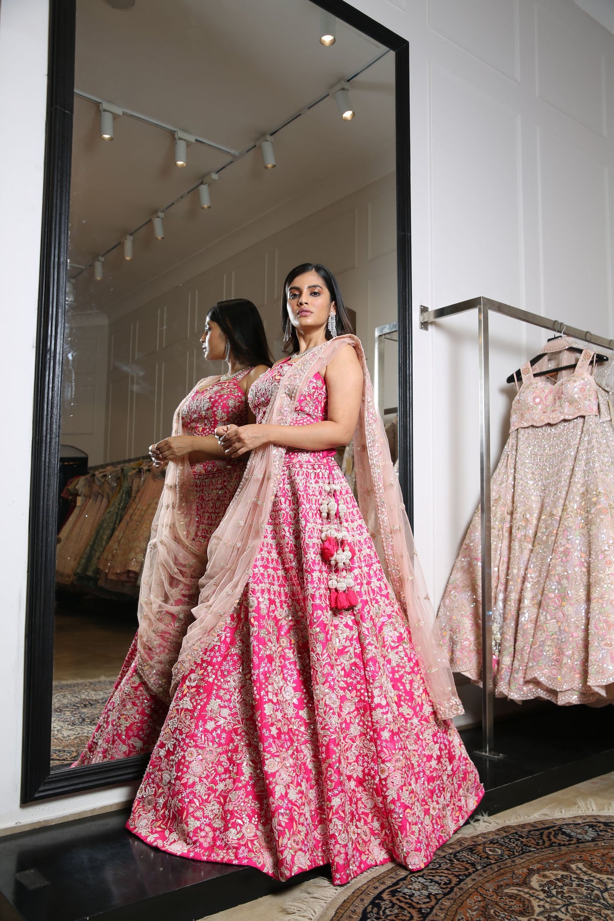 Pink Raw Silk Lehenga