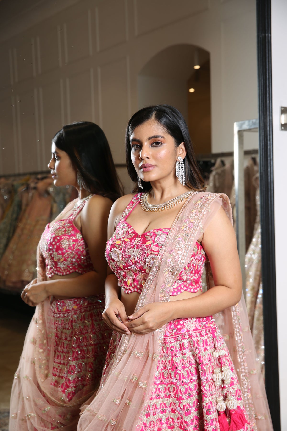 Pink Raw Silk Lehenga