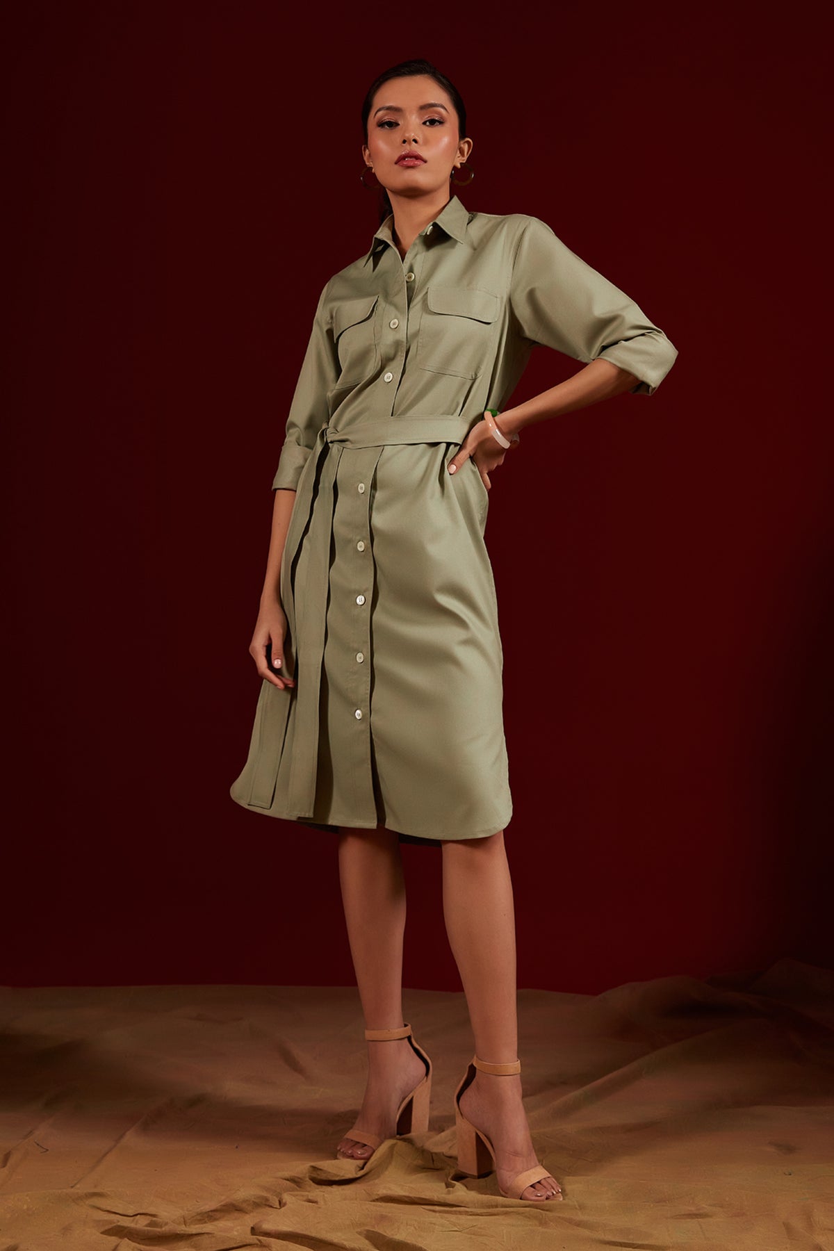 Mint Double Pocket Shirt Dress