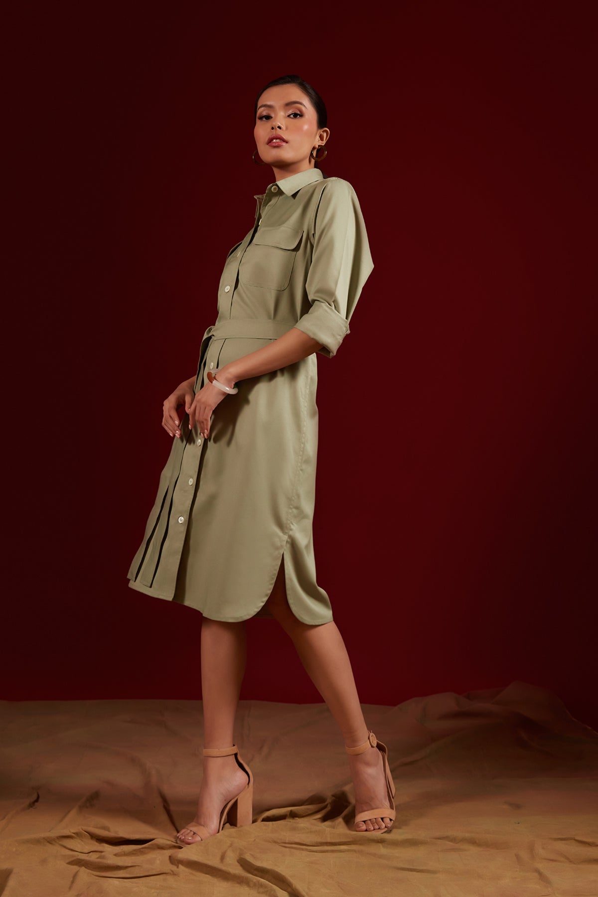 Mint Double Pocket Shirt Dress