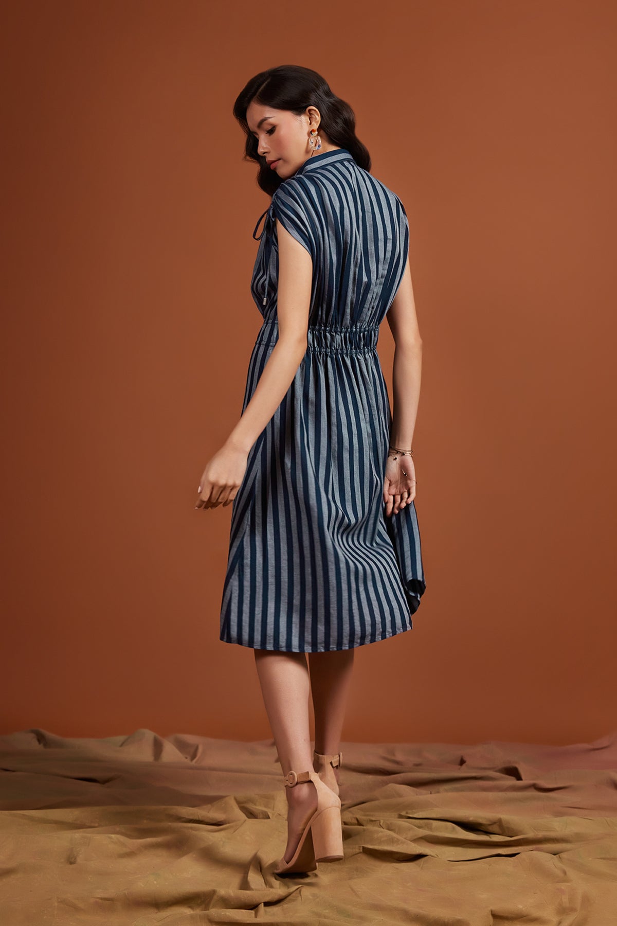 Navy Stripe Drawstring Dress