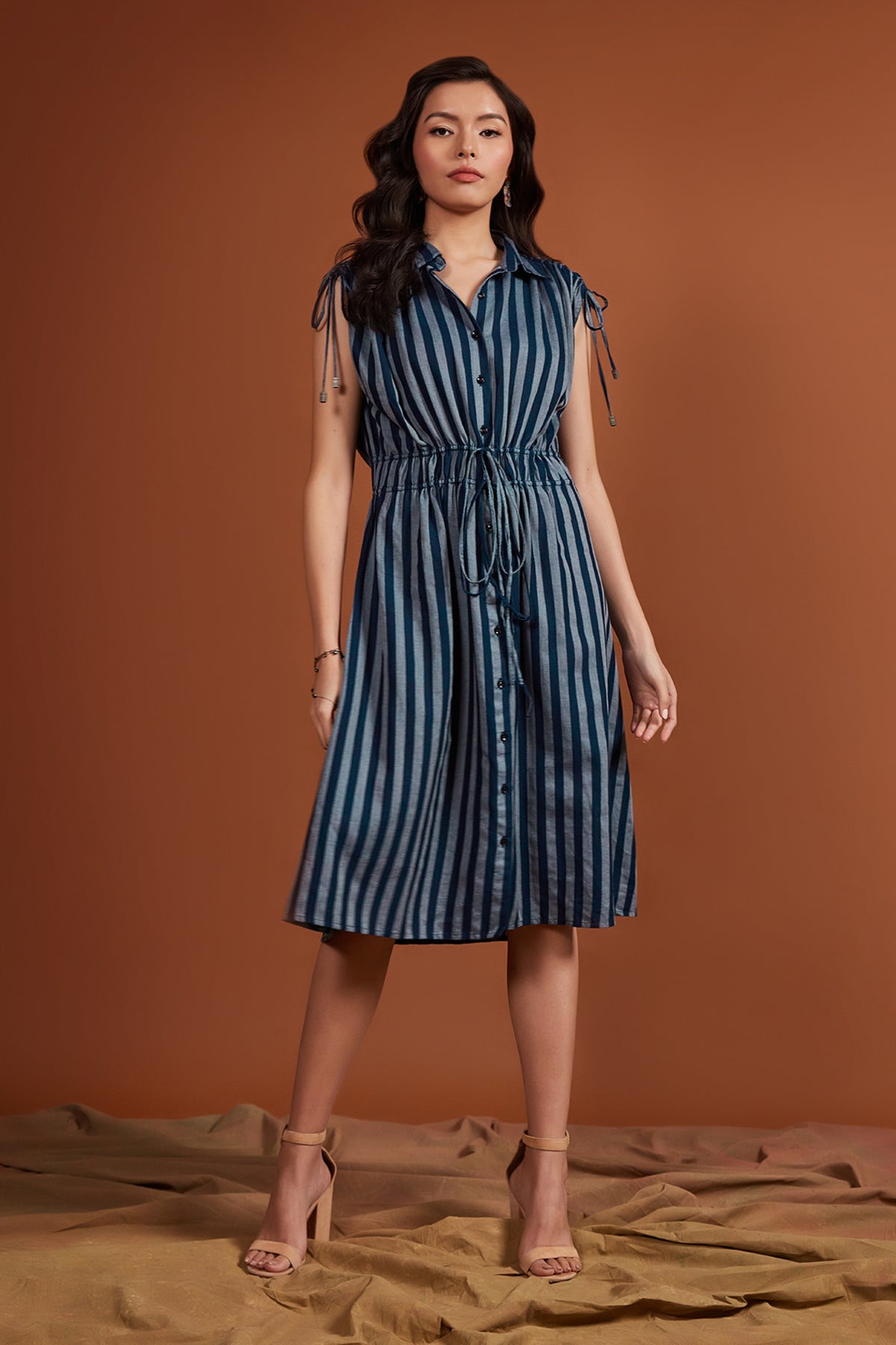 Navy Stripe Drawstring Dress