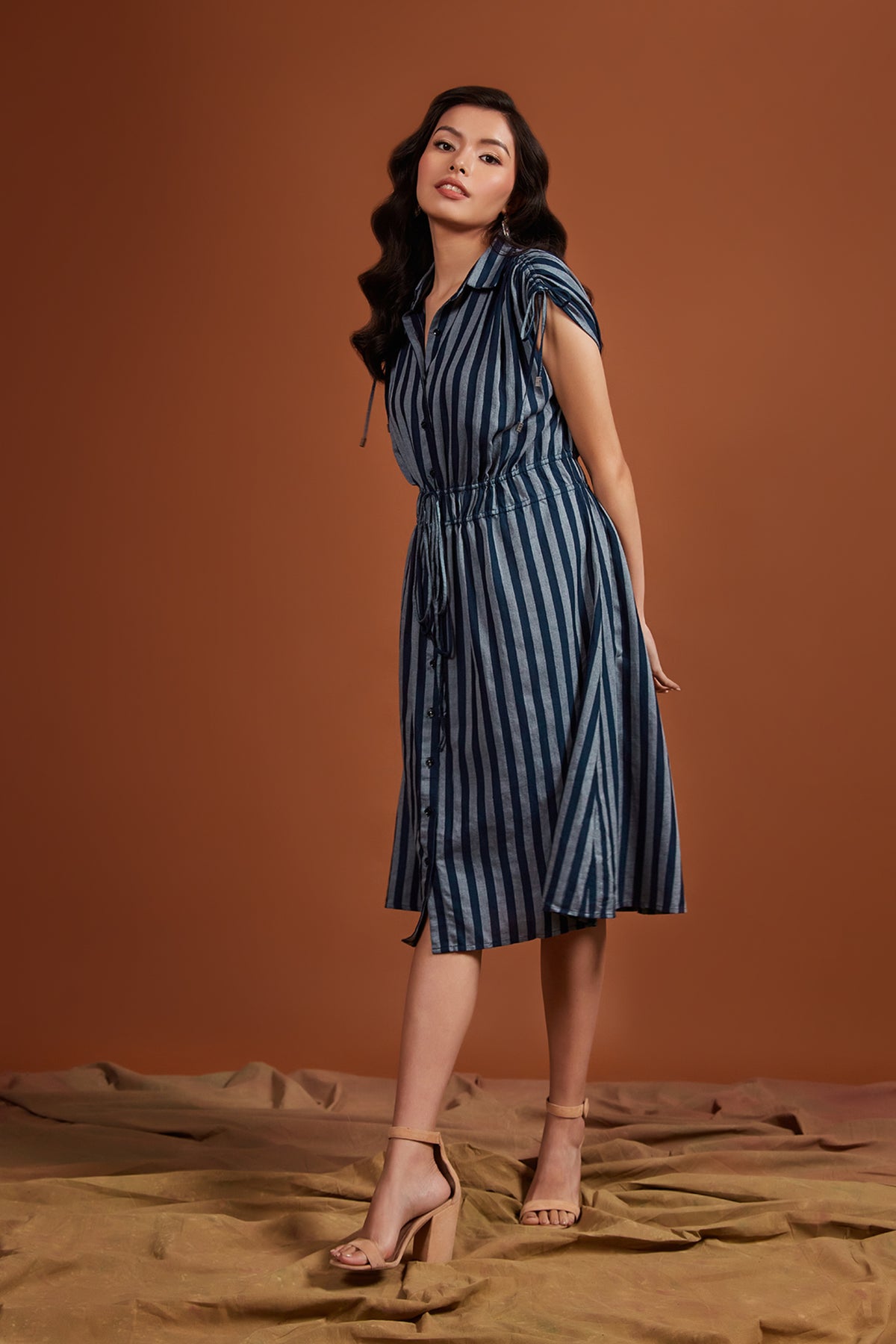 Navy Stripe Drawstring Dress