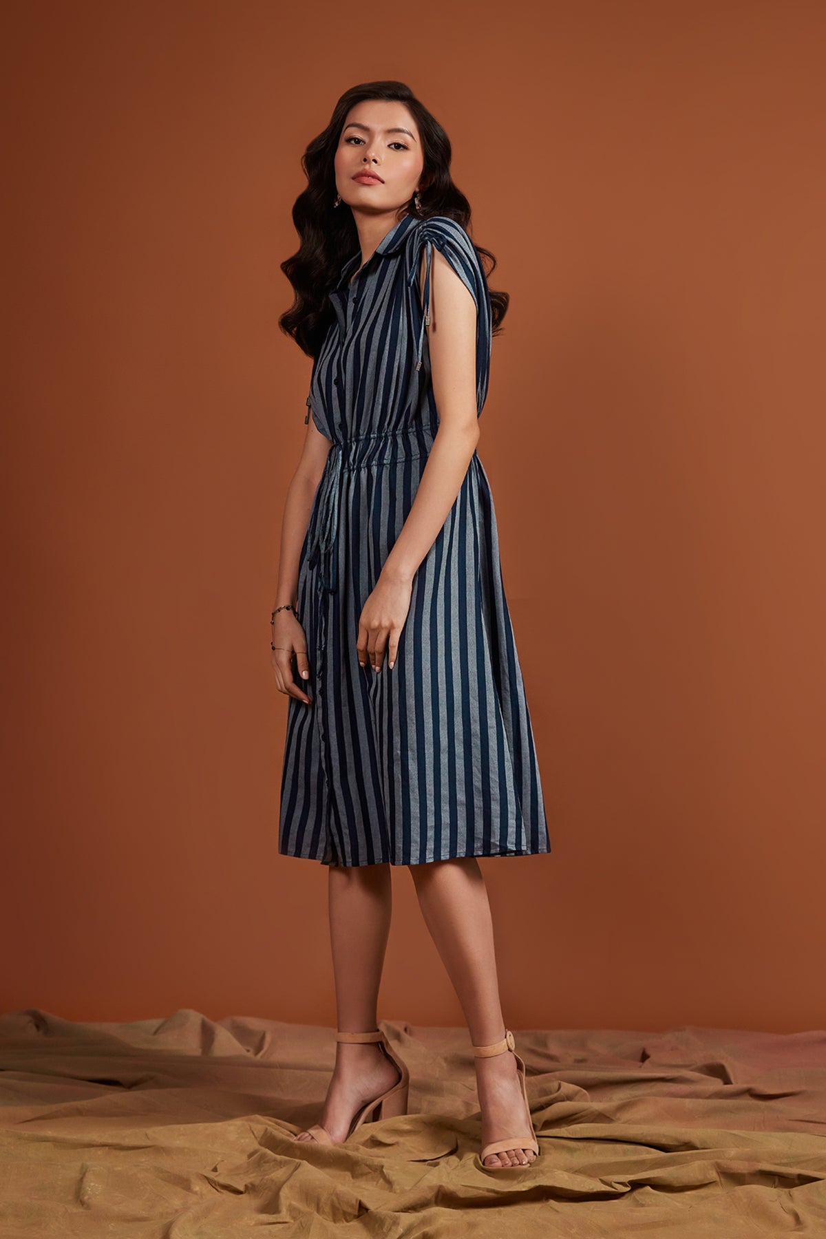 Navy Stripe Drawstring Dress