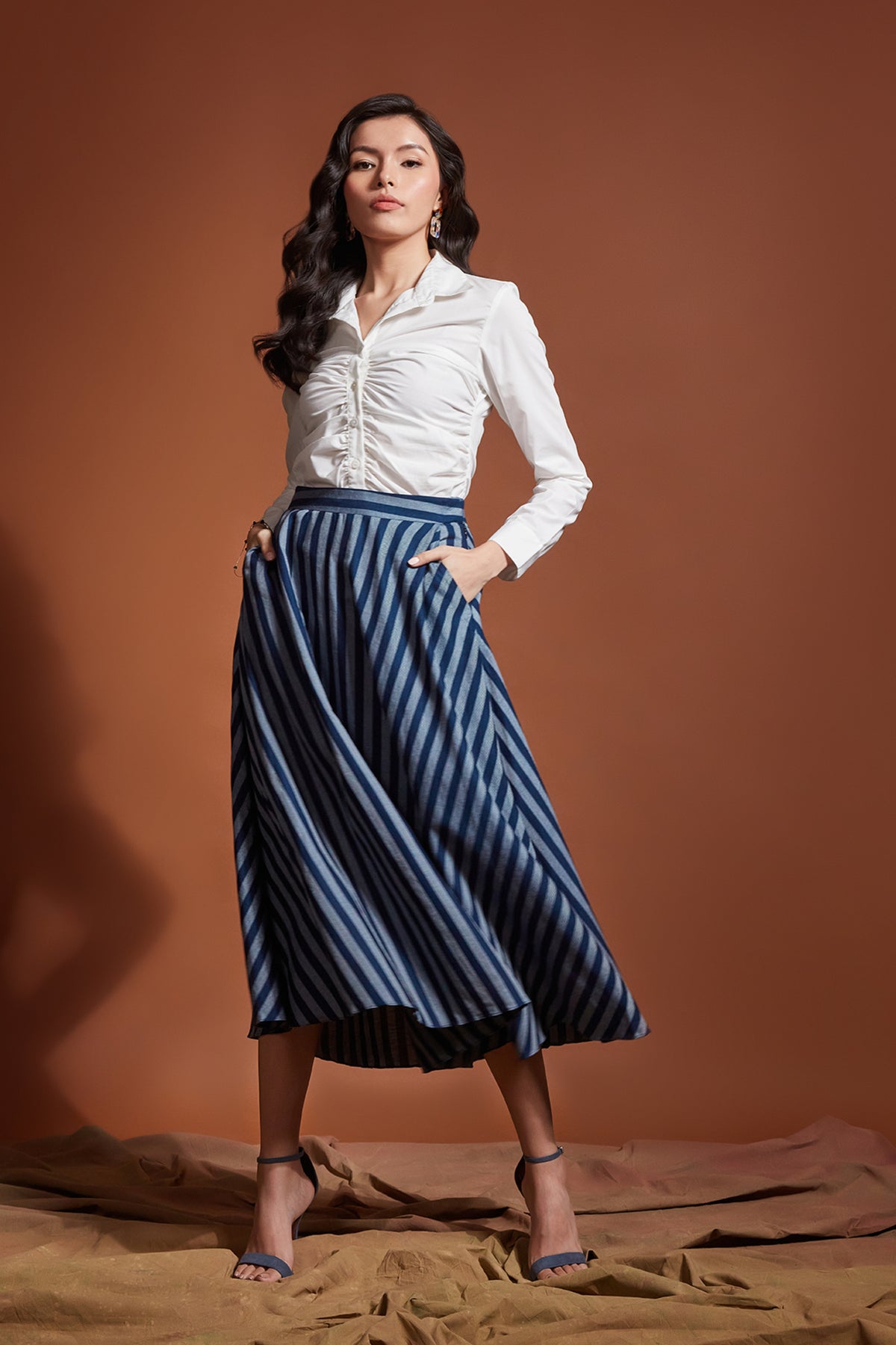 Navy Stripe Skirt