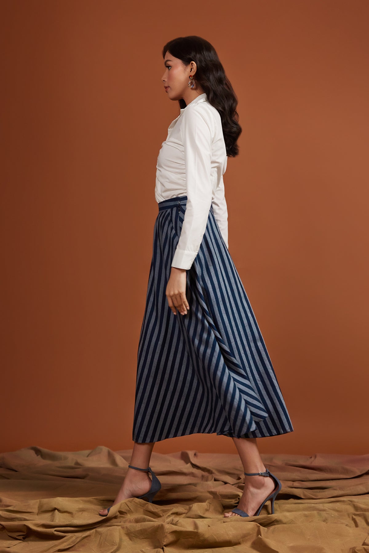 Navy Stripe Skirt