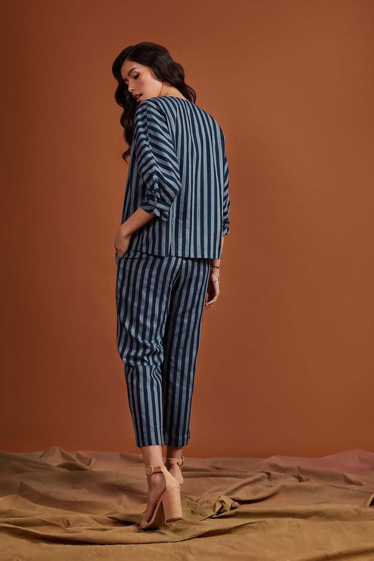 Stripe Ankle Length Trousers