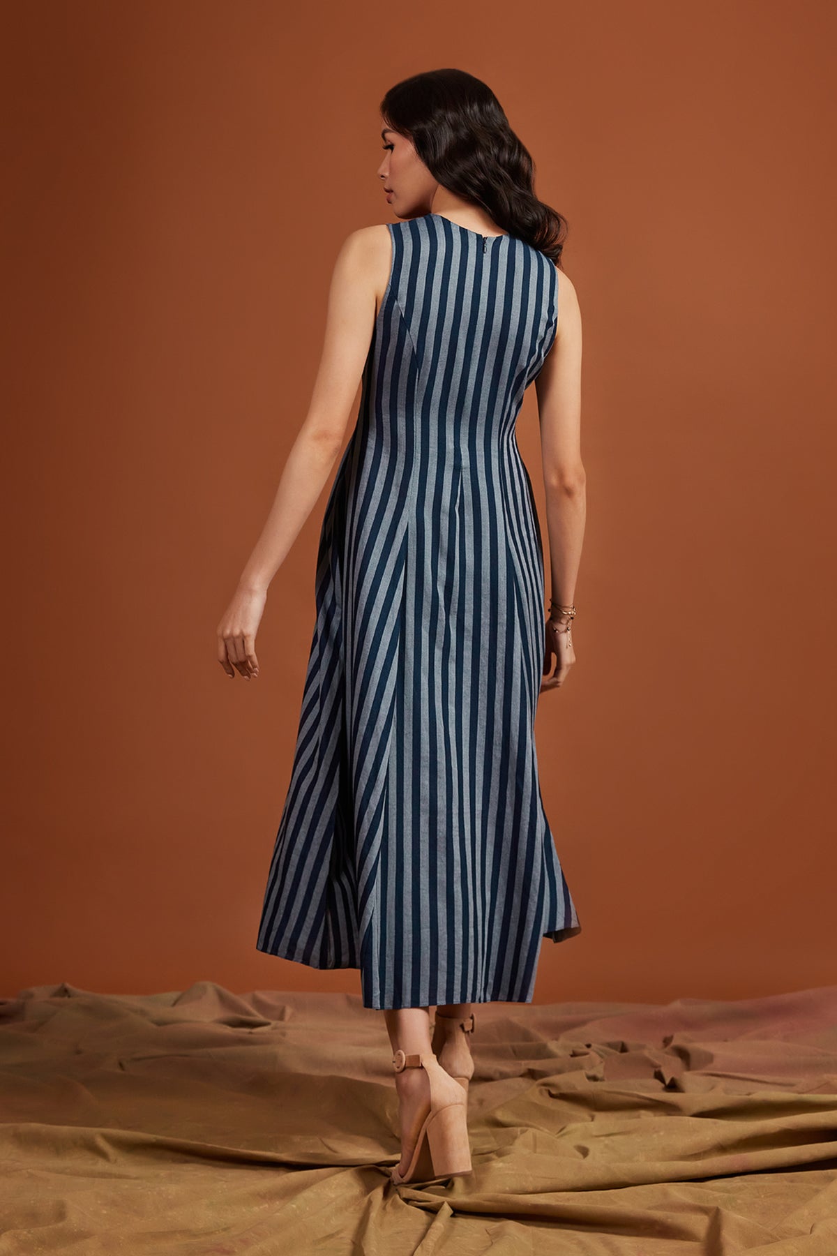 Striped Sleeveless Midi Dress