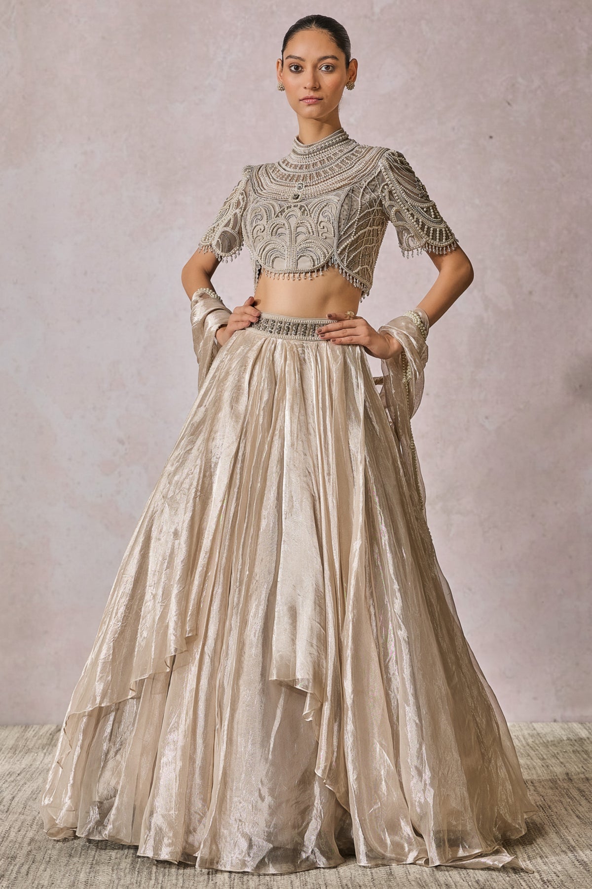 Silver Cascade Lehenga Set